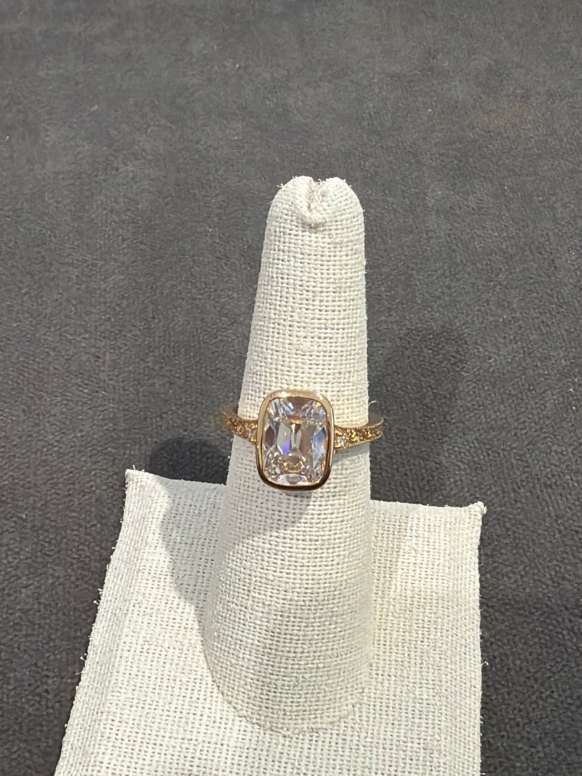 18k elongated cushion 3.68ct diamond engagement ring