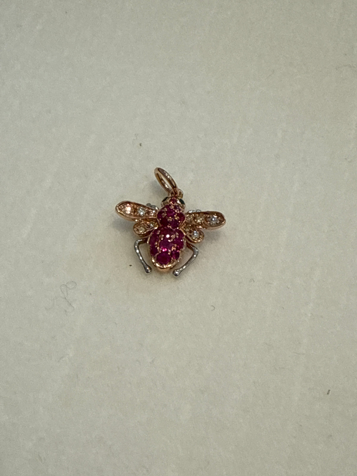 Ruby Diamond Bee Charm 18k