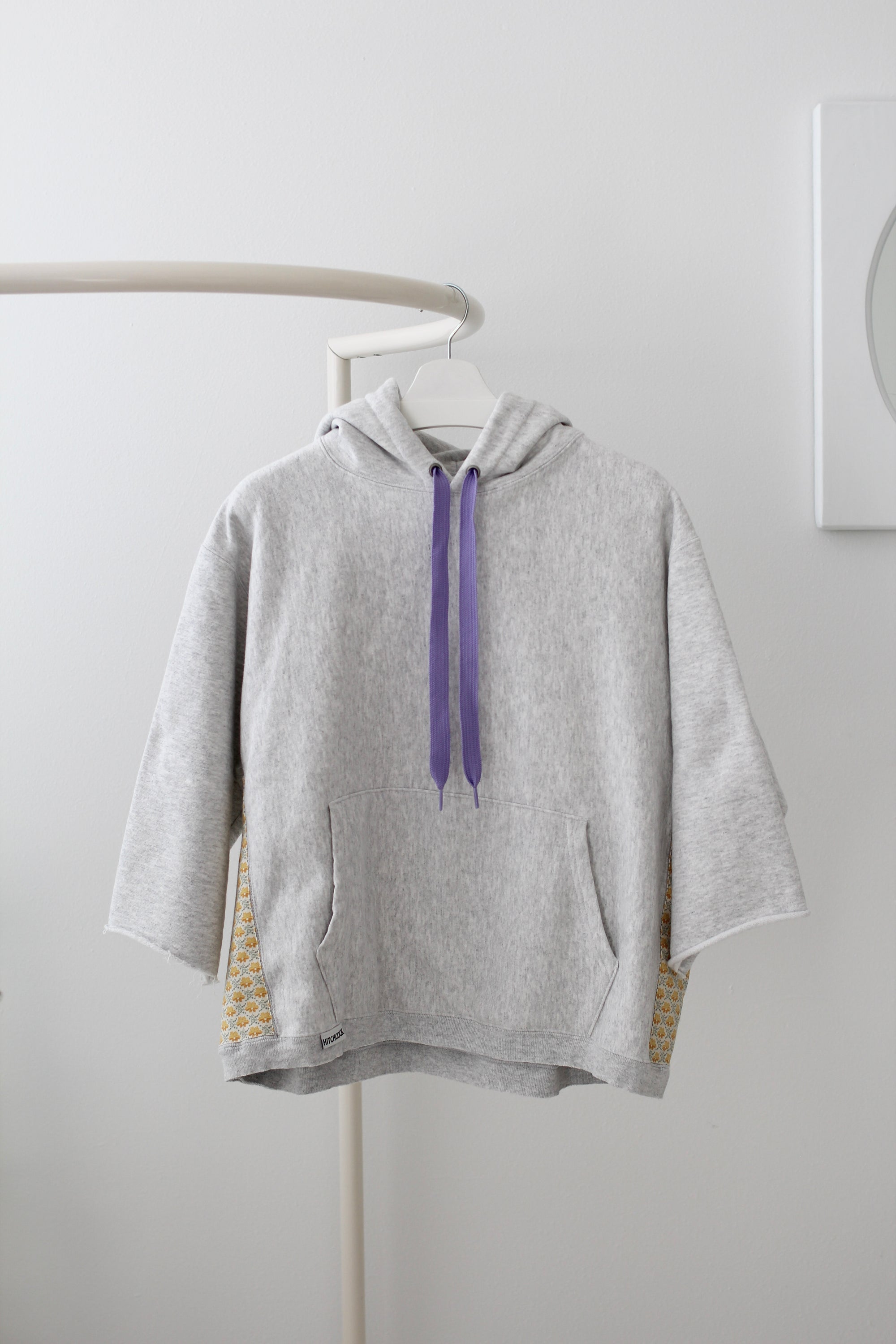 Large Light Gray Hoodie with Yellow Floral