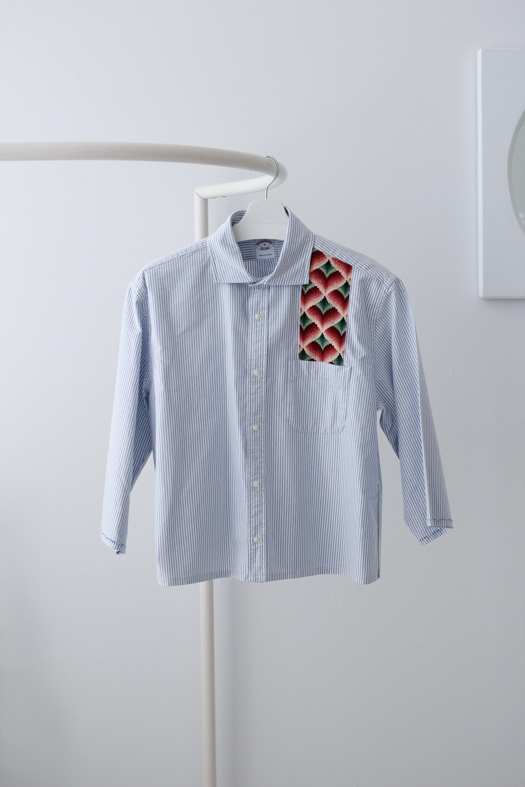 Medium Blue Striped Bargello Pocket Shirt