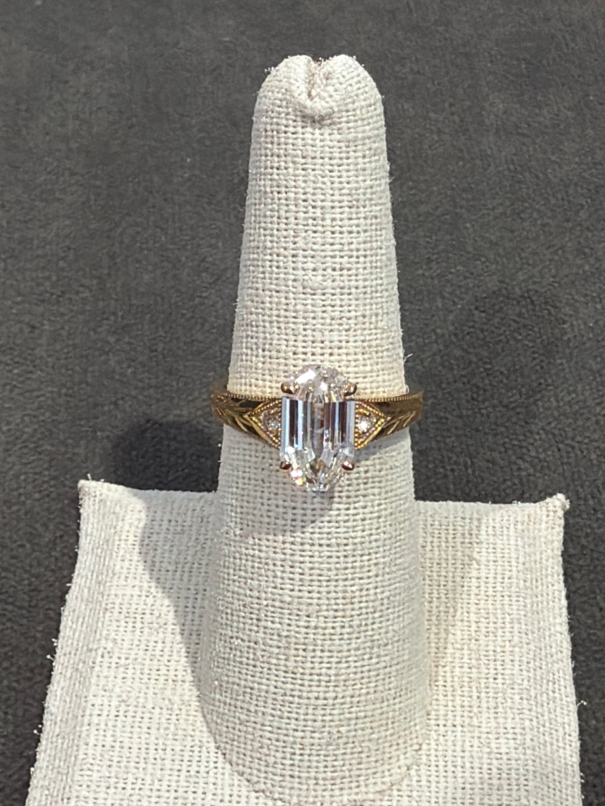 18K Mine cut lab grown engagement ring (2.16ct)