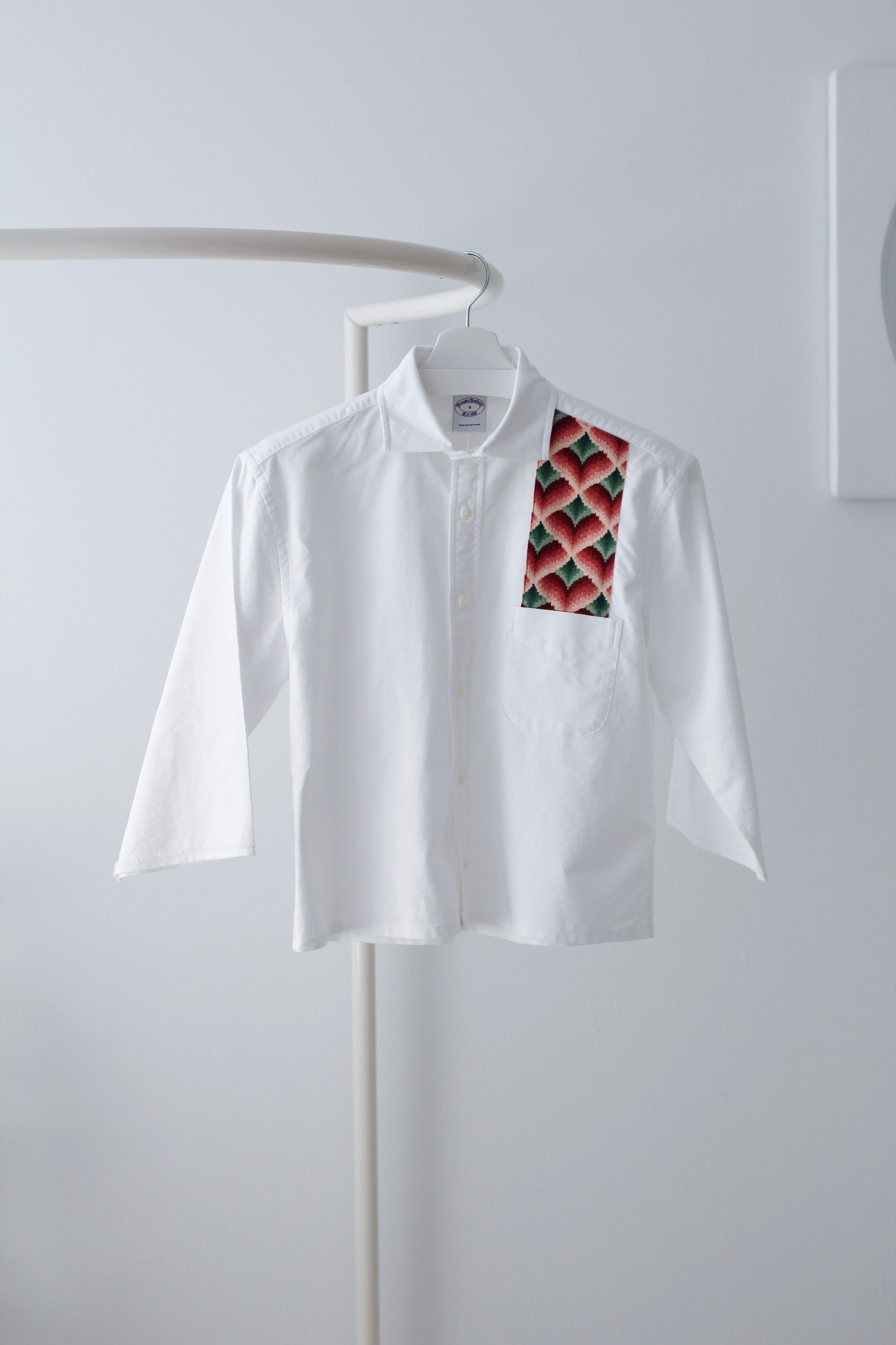 Small White Bargello Pocket Shirt