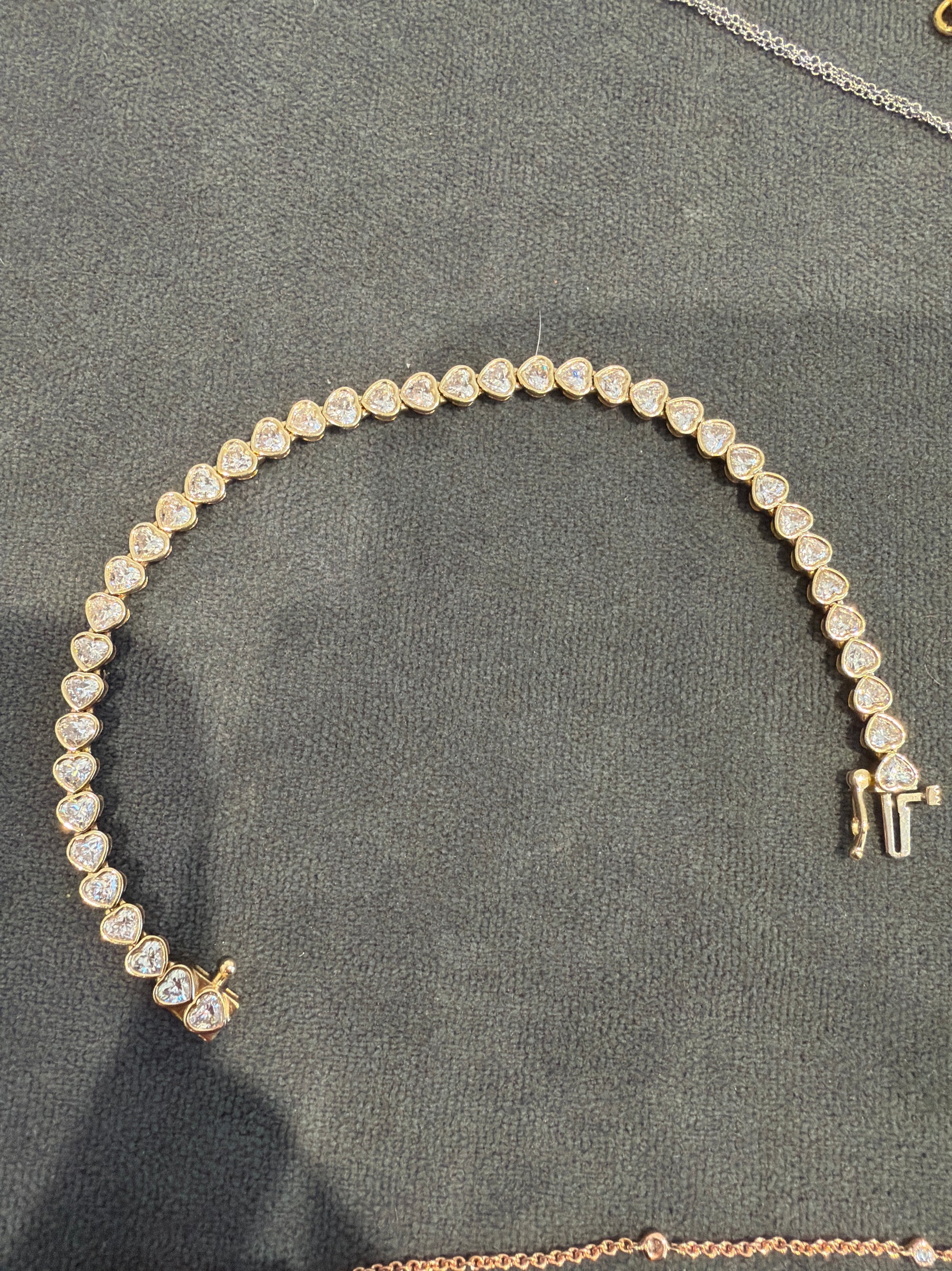 18k gold heart diamond tennis bracelet 4.8ct
