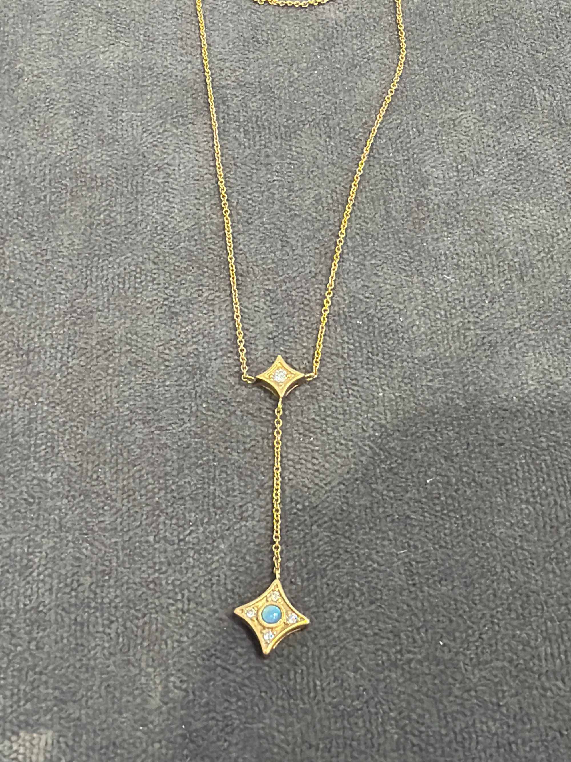 18k diamond opal star necklace