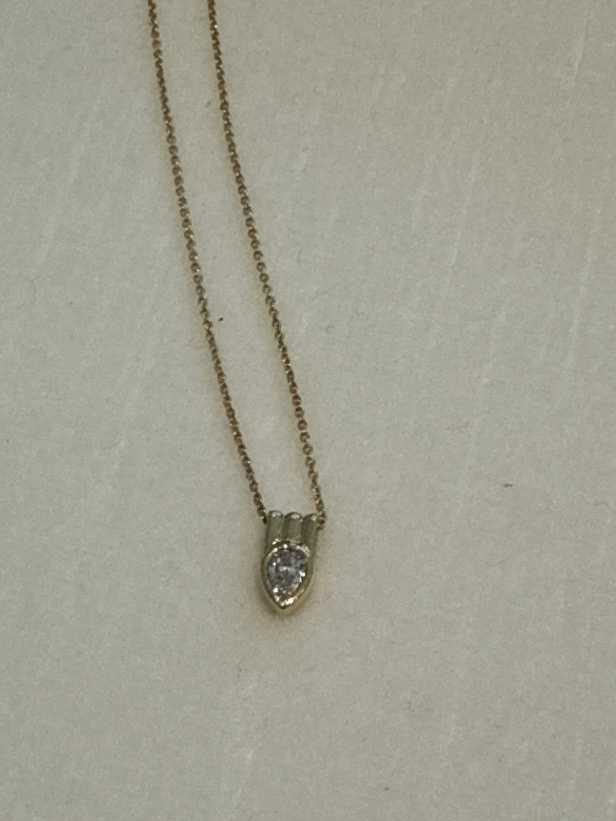 Pear Diamond Deco Bail Necklace 14k .30carats