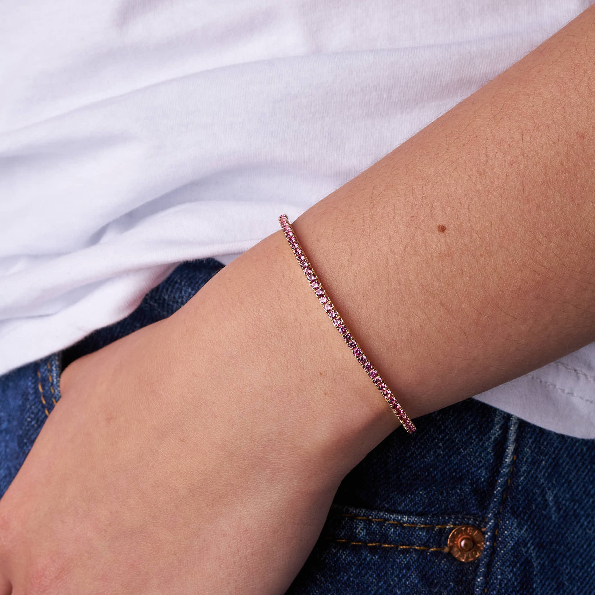 Expandable Pink Sapphire Eternity Bracelet