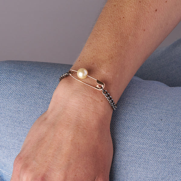 Safety Pin & Pearl Bracelet