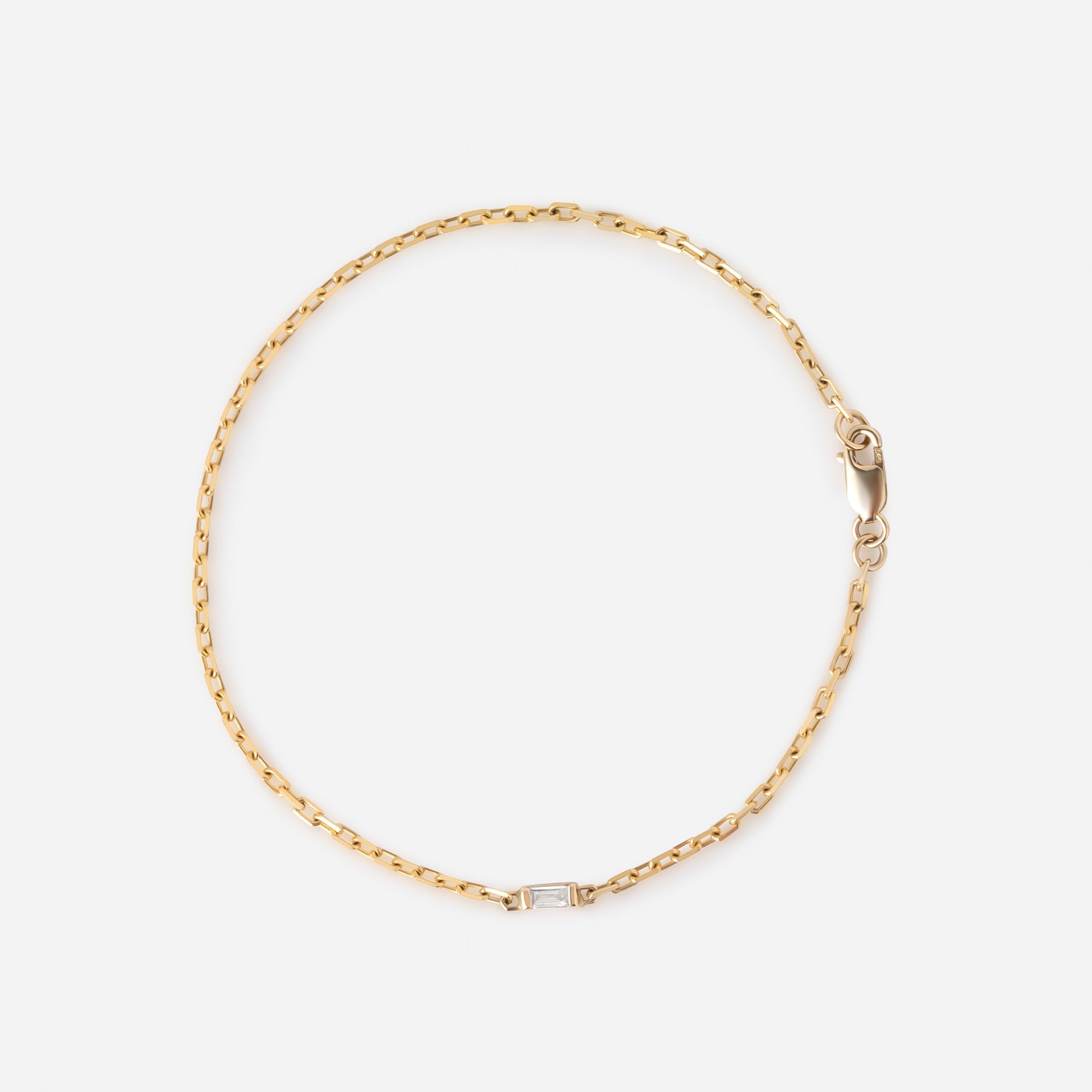 14K Chain and Single Diamond Baguette Bracelet