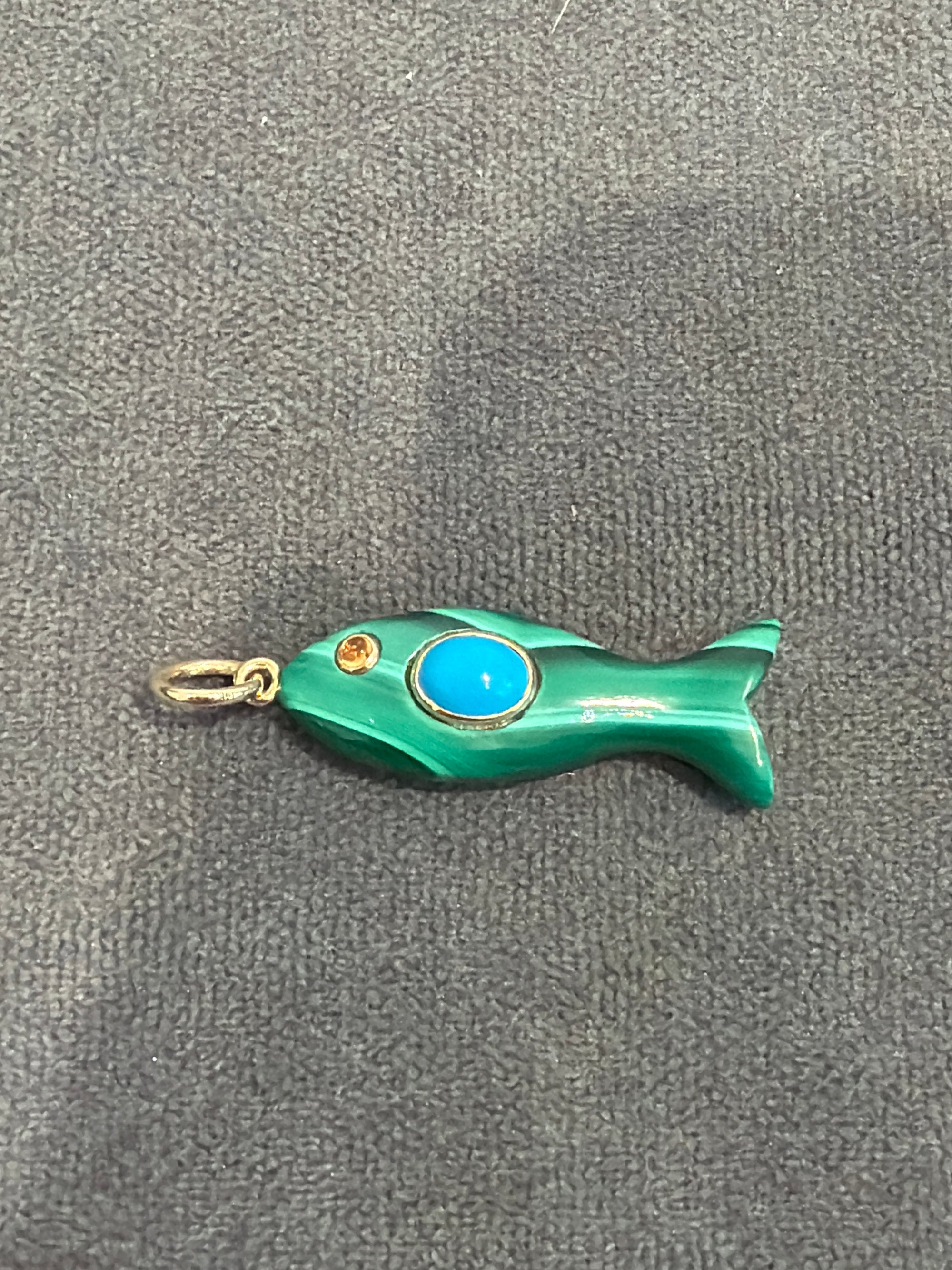Malachite fish pendant