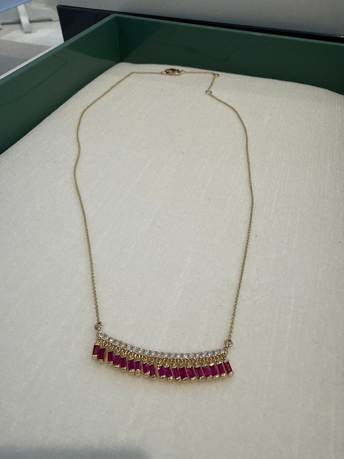 Ruby Diamond Fringe Necklace