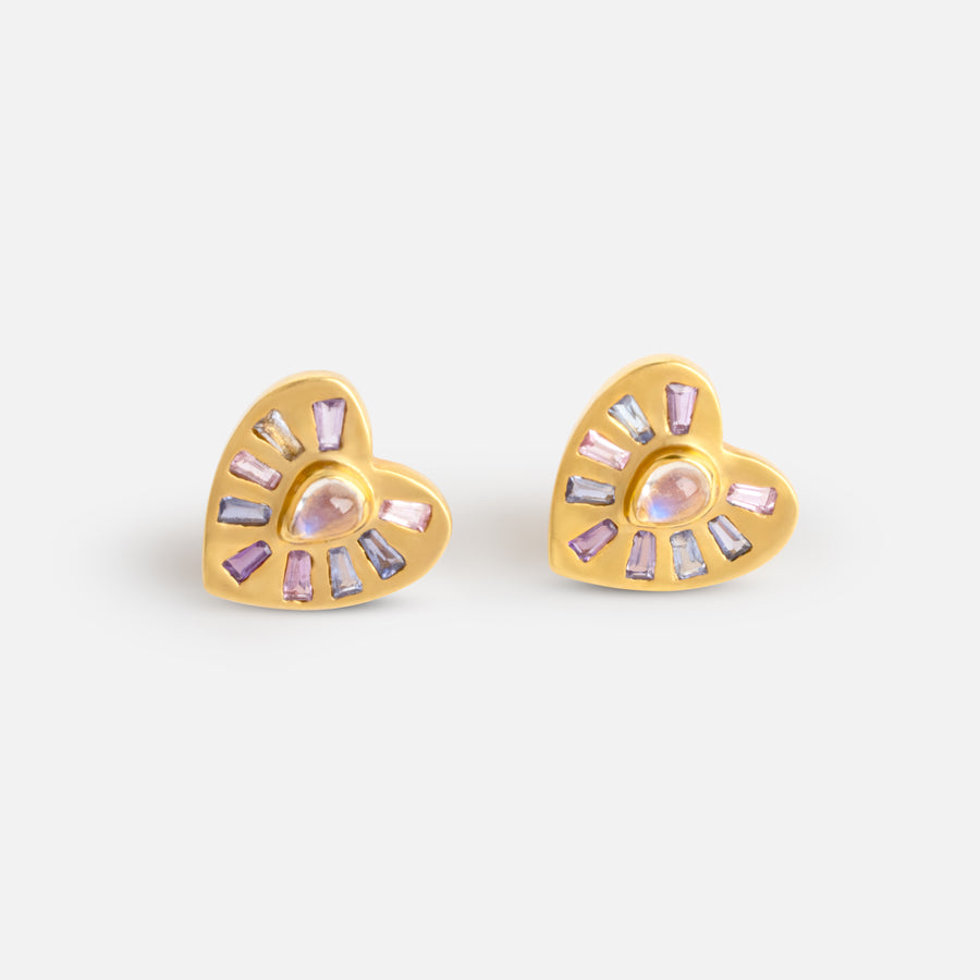 Pink Tourmaline Heart Studs