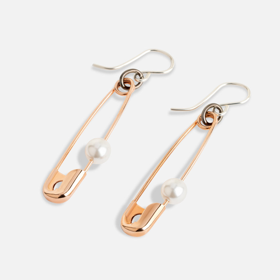 Small Safety Pearl Earrings