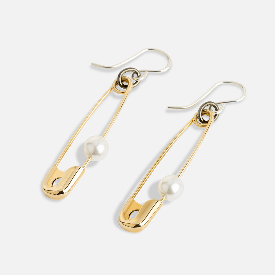 Small Safety Pearl Earrings