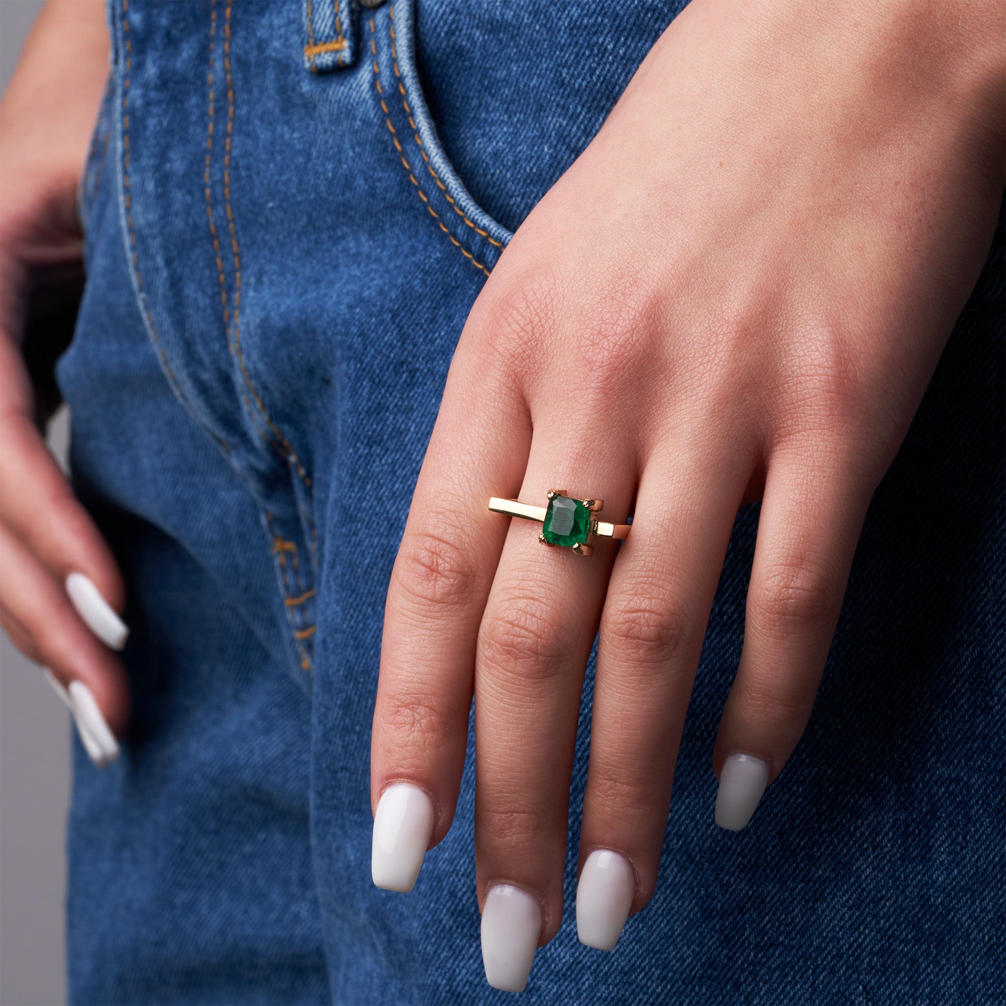 Architectural Emerald Ring