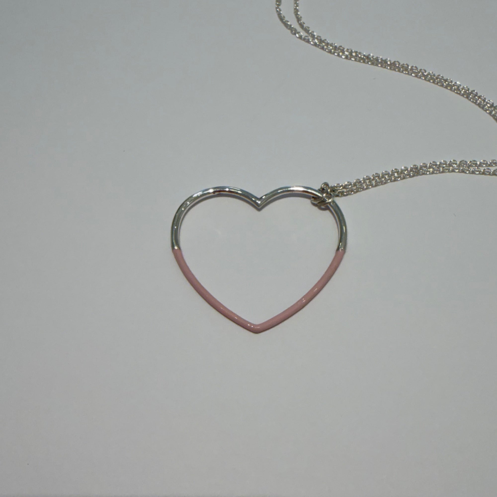 Enamel Dipped Floating Heart Necklace (medium)