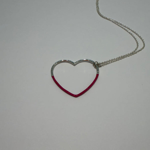 Enamel Dipped Floating Heart Necklace (medium)