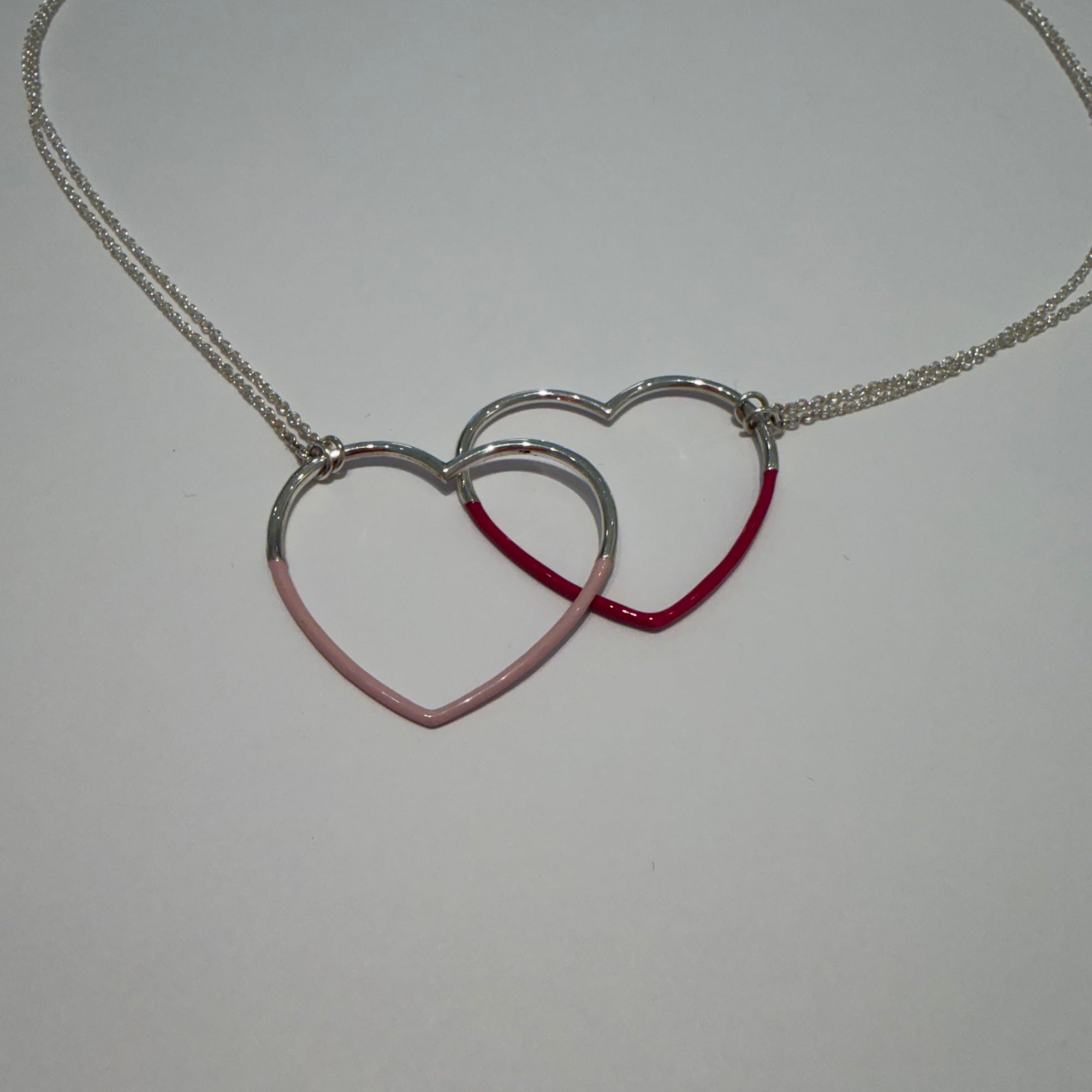 Enamel Dipped Floating Heart Necklace (medium)