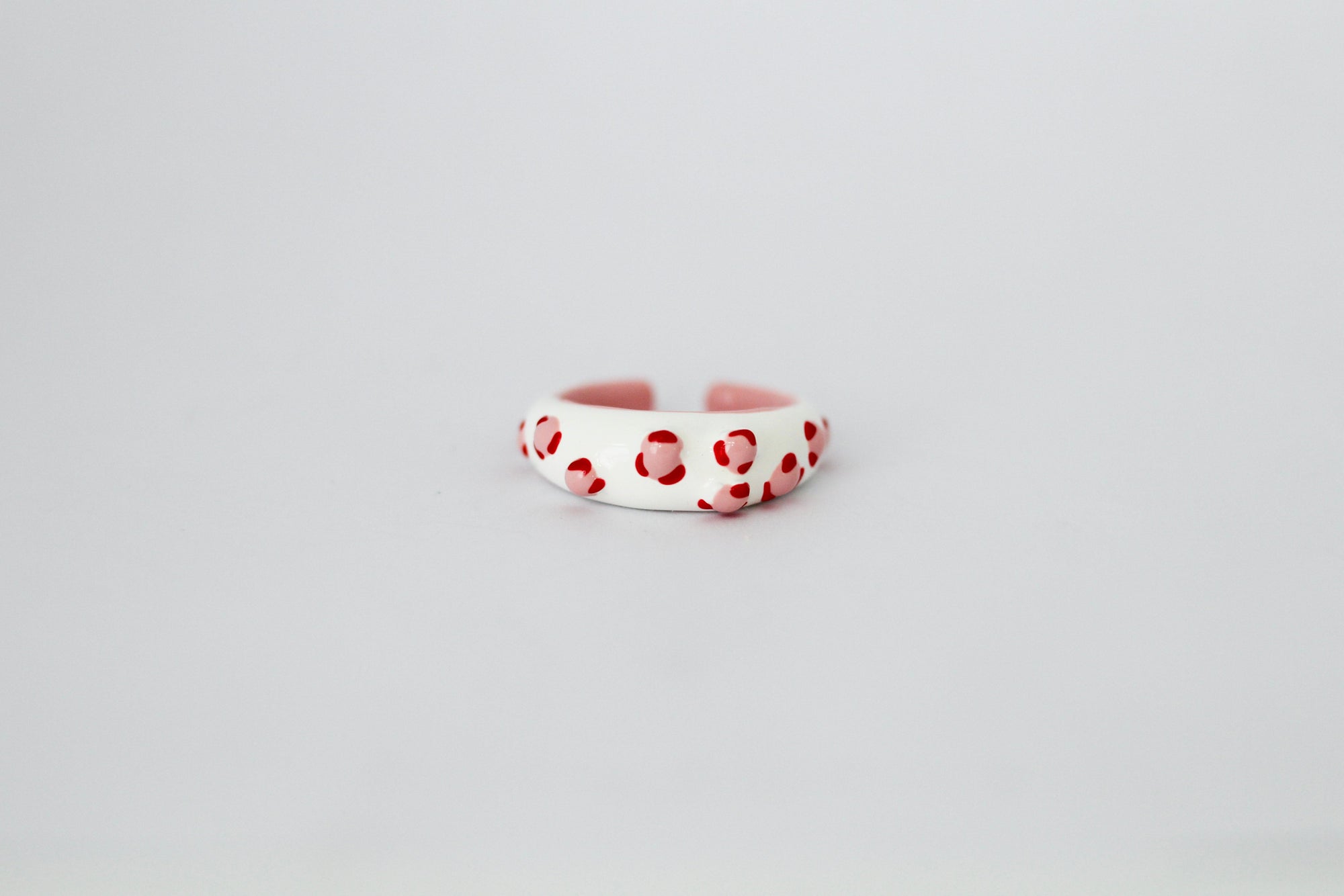 Enamel White Dots Freeform Ring