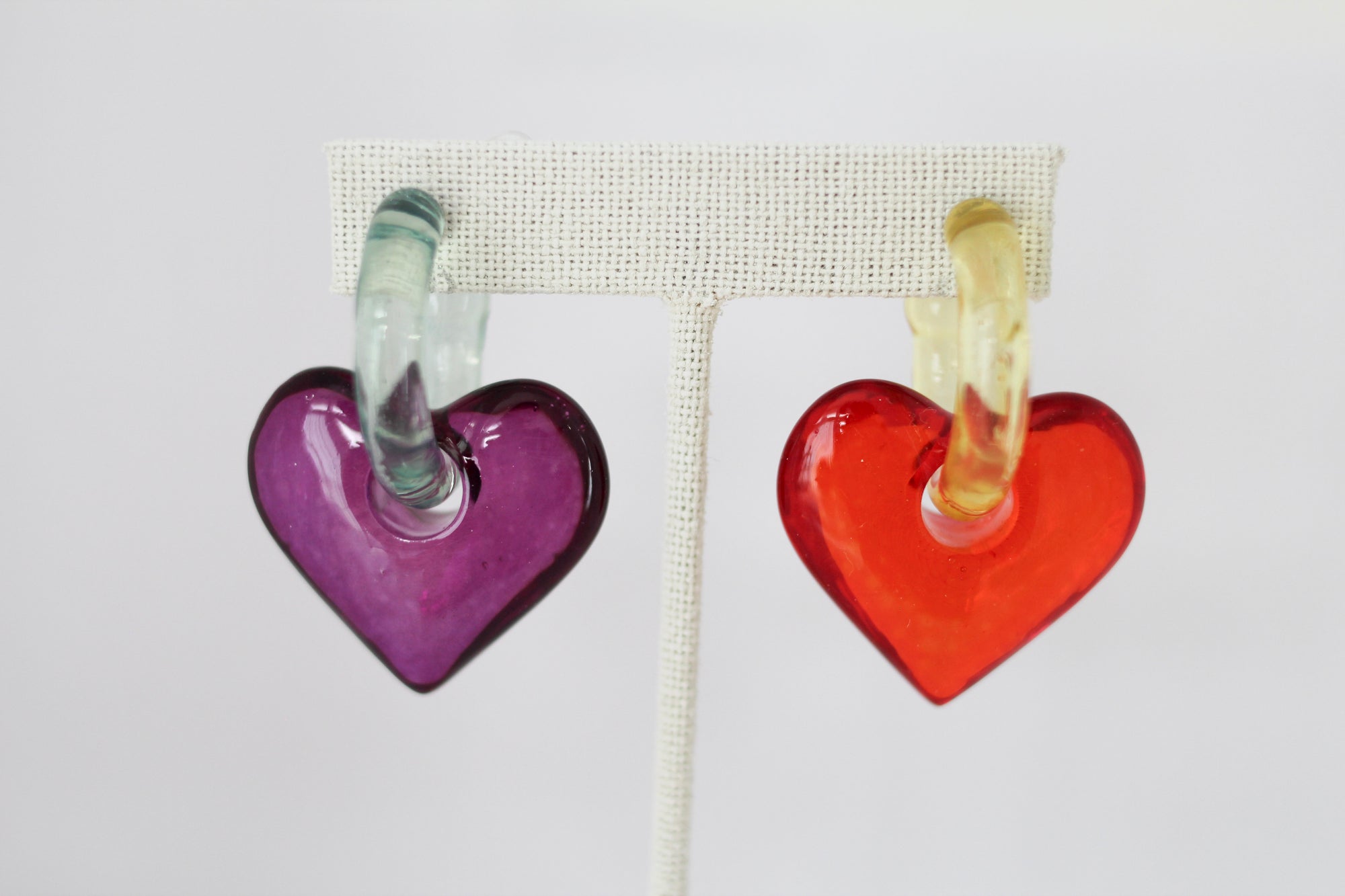 Acrylic Mis-Matched Heart Earrings