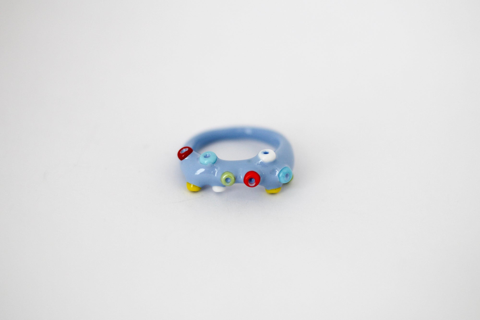 Enamel Blue Dots Freeform Ring