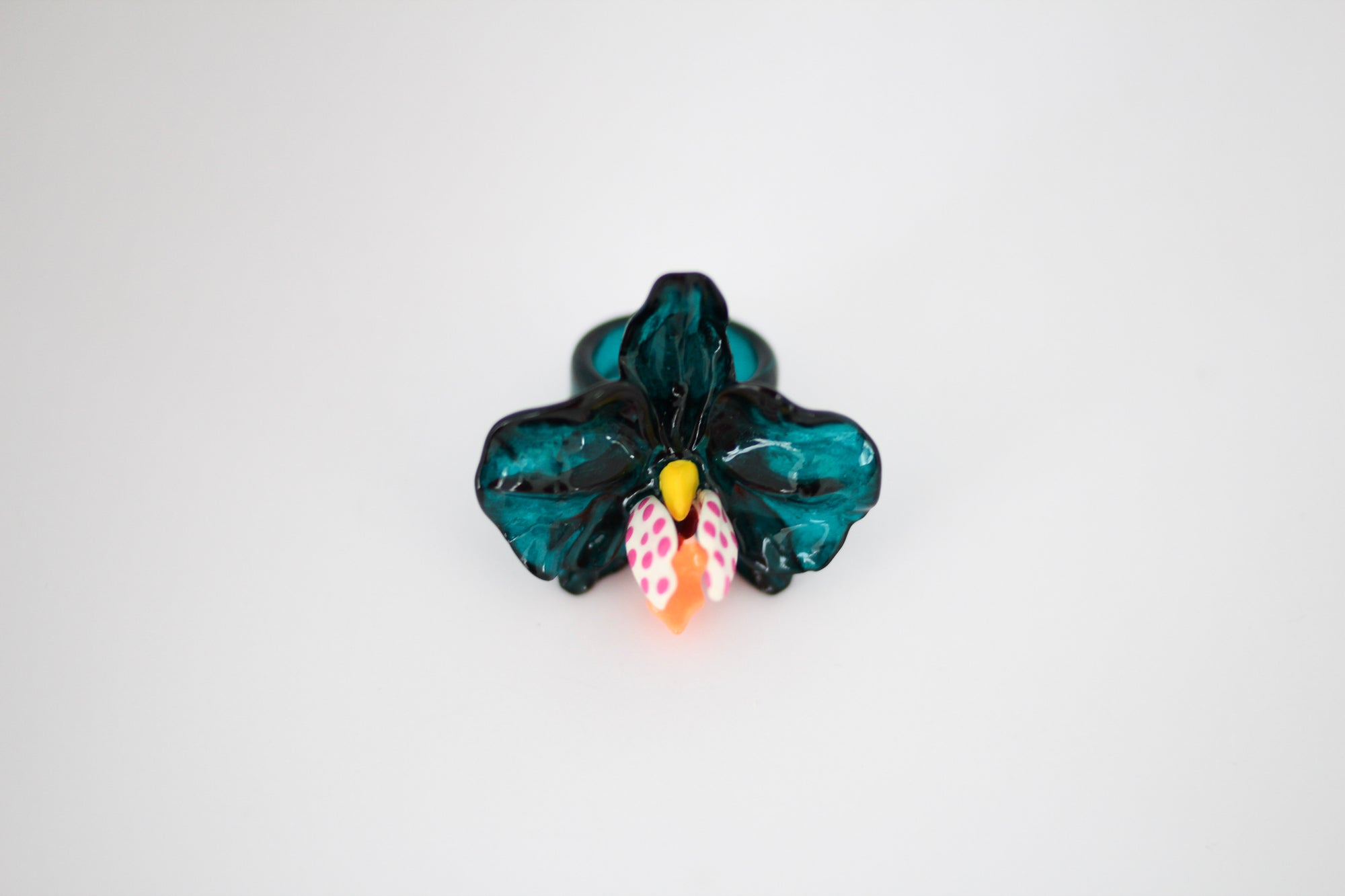 Acrylic Orchid Cocktail Ring