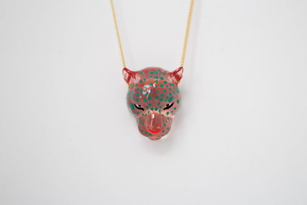 Acrylic Pink Jaguar Necklace