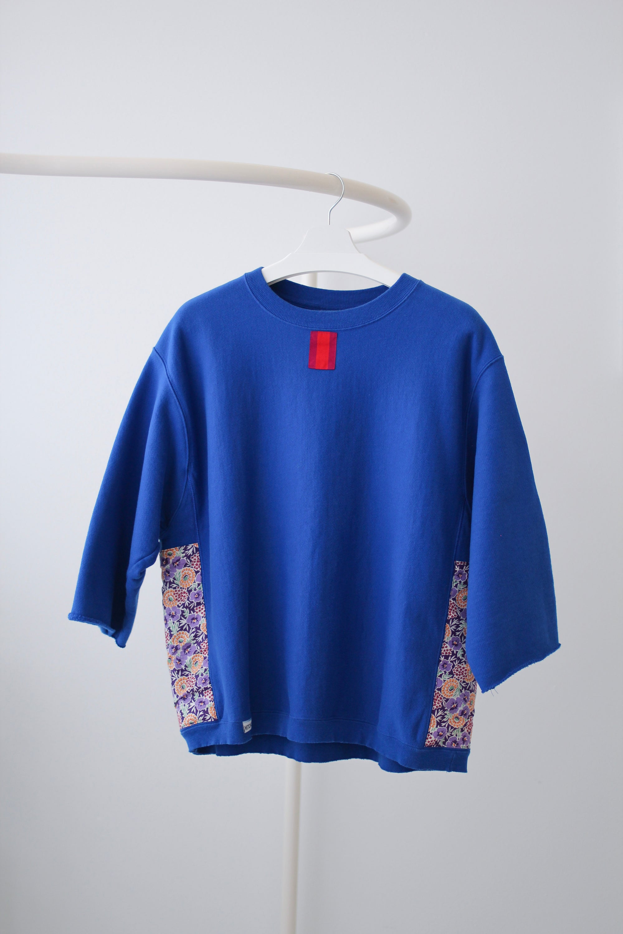Large Cobalt Crewneck with Purple Floral