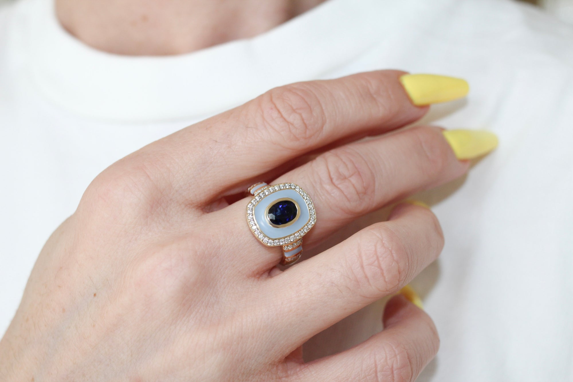 Sapphire Enamel Cocktail Ring
