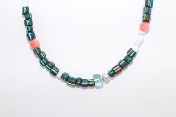 Peach Moonstone Beaded Necklace (short)