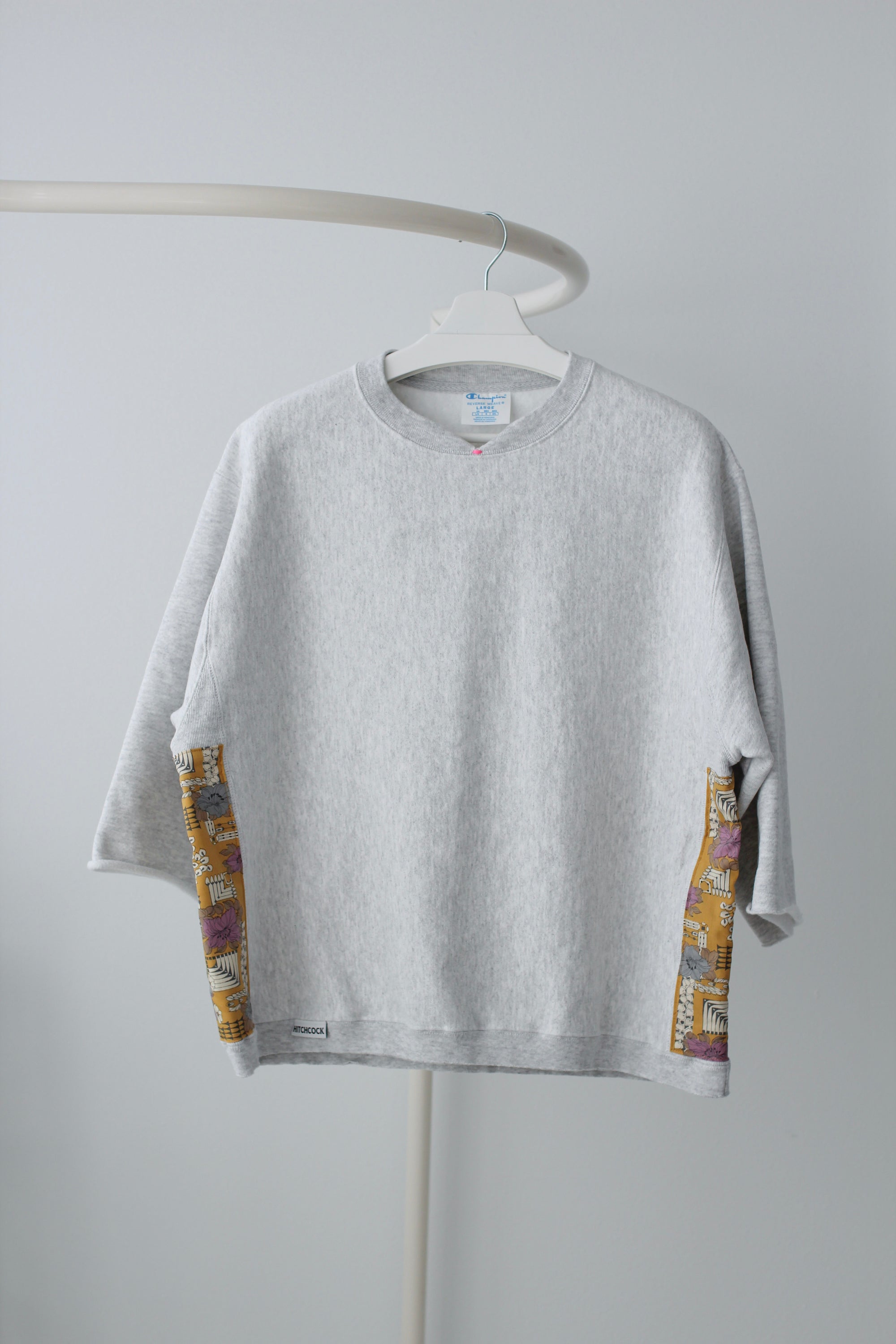 Large Heather Gray Crewneck with Mustard Art Nouveau Floral