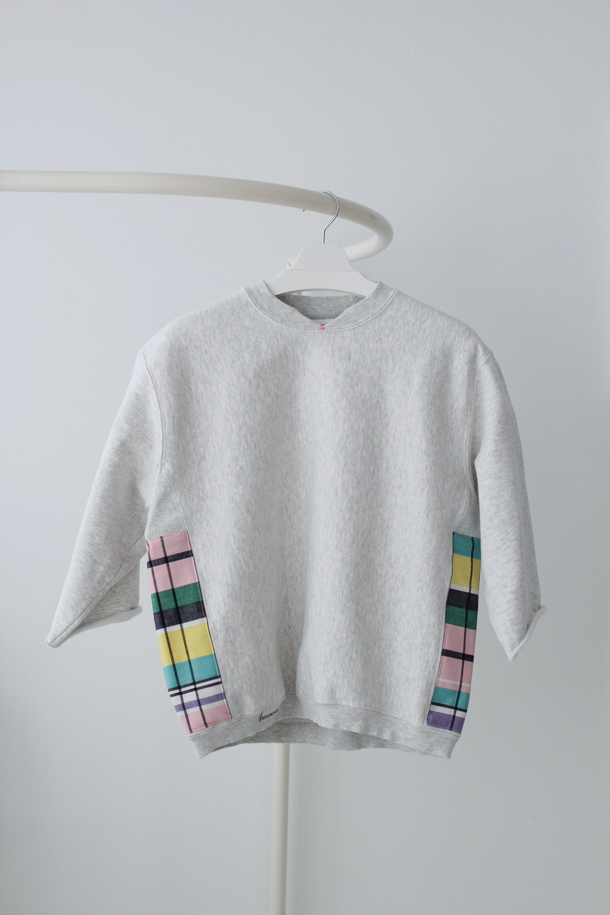 Medium Heather Gray Crewneck with Pastel Plaid