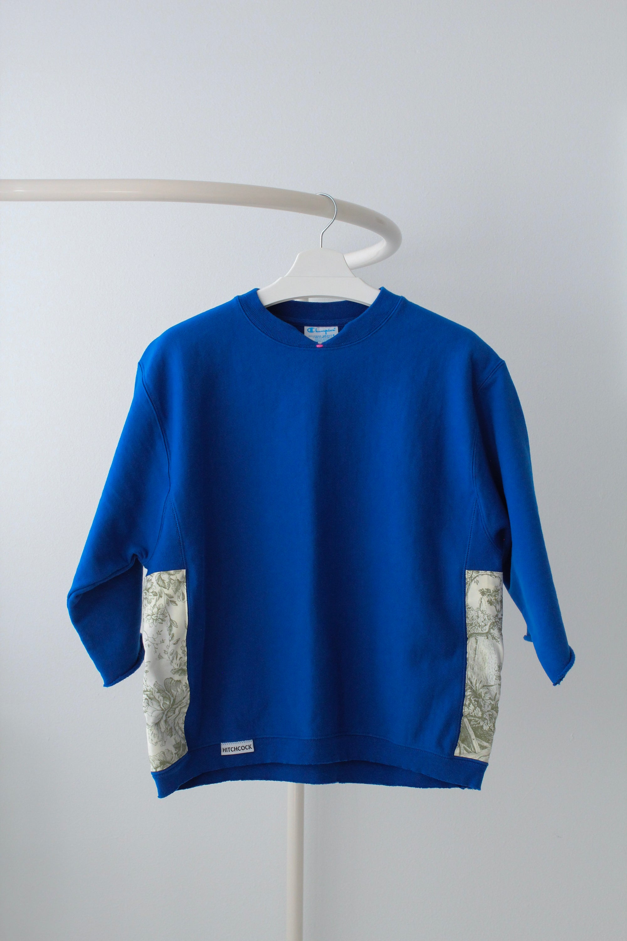 Medium Cobalt Crewneck with  Olive Toile