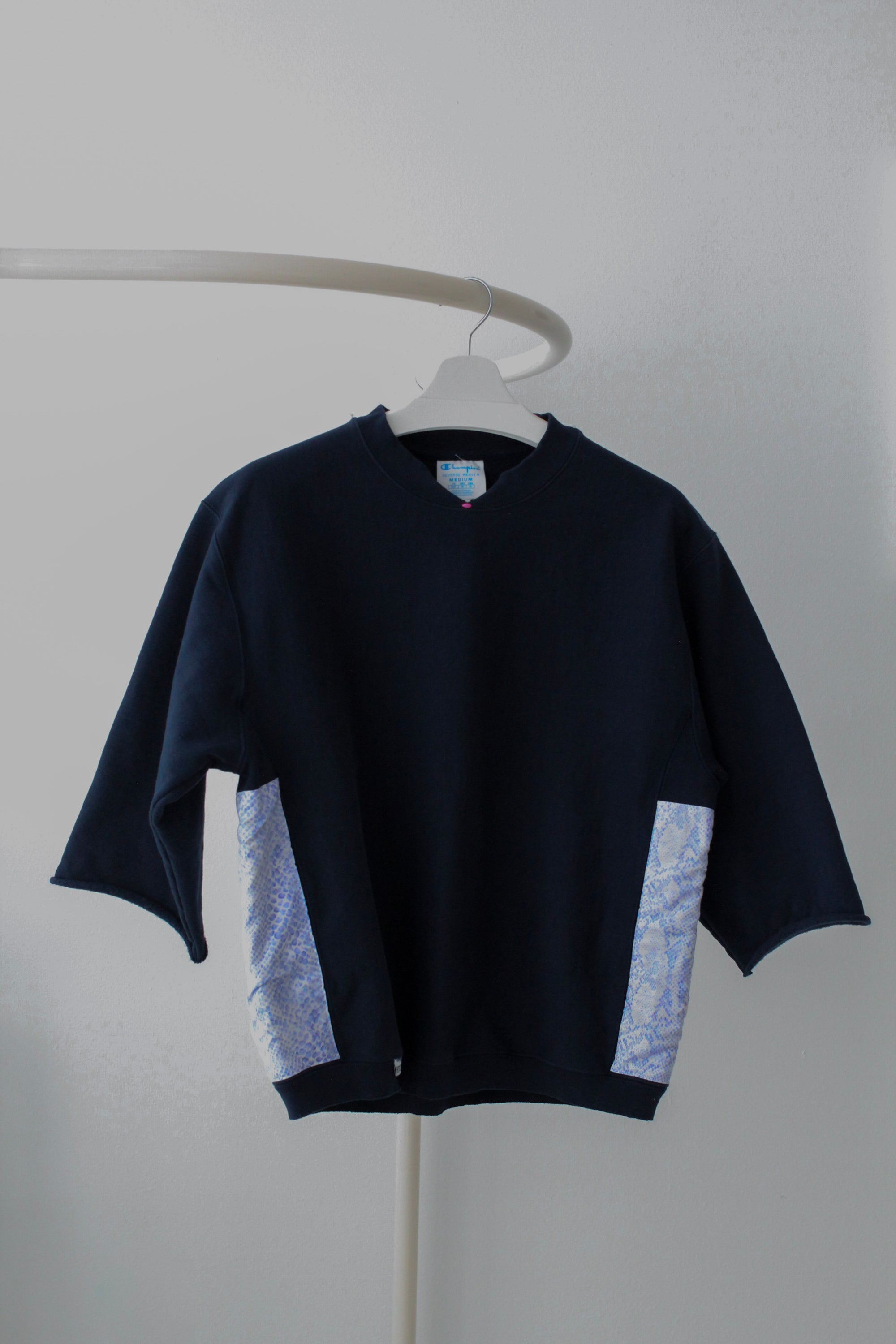 Medium Navy Crewneck with Lavender Snakeskin