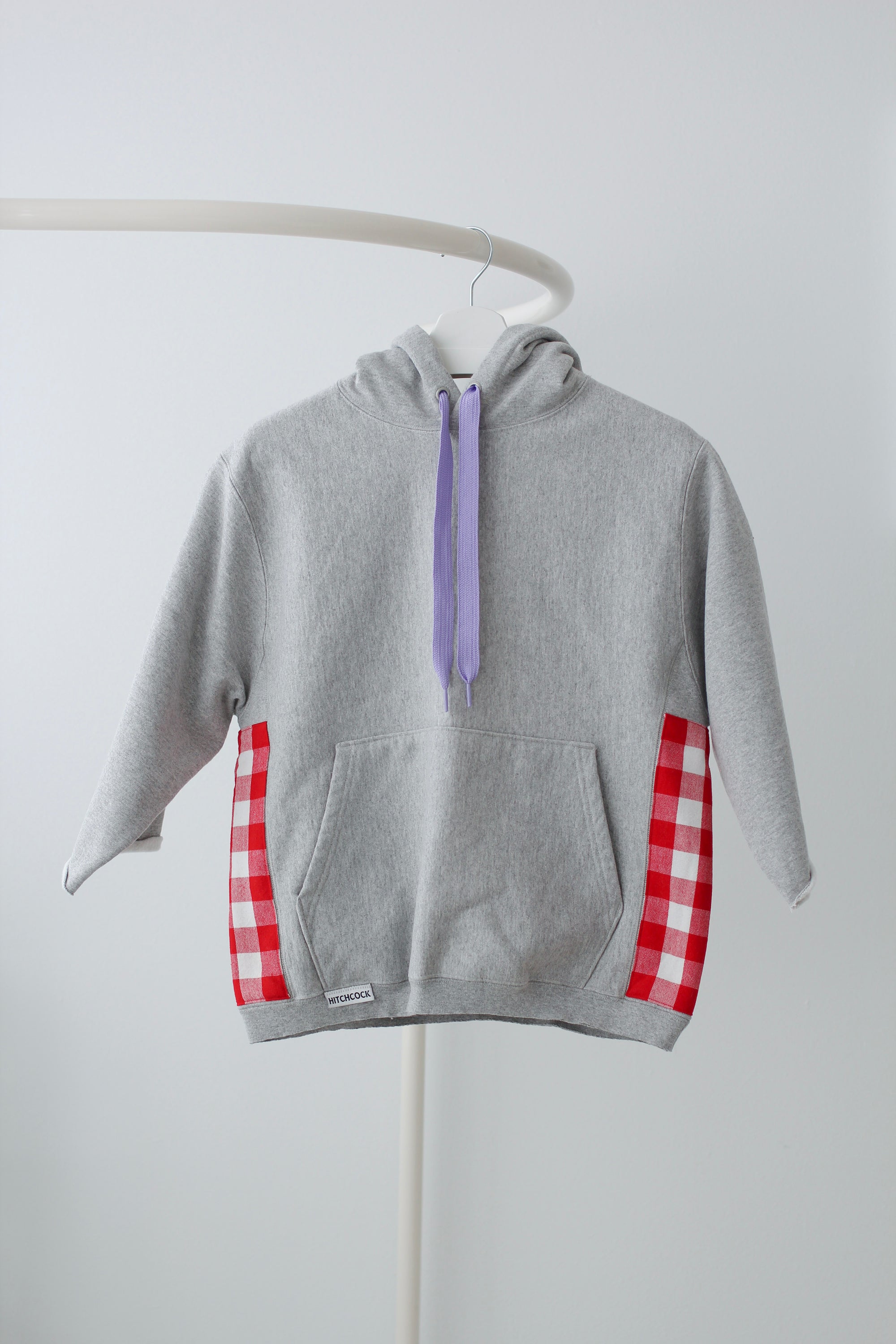 Small Gray Hoodie with Red Gingham
