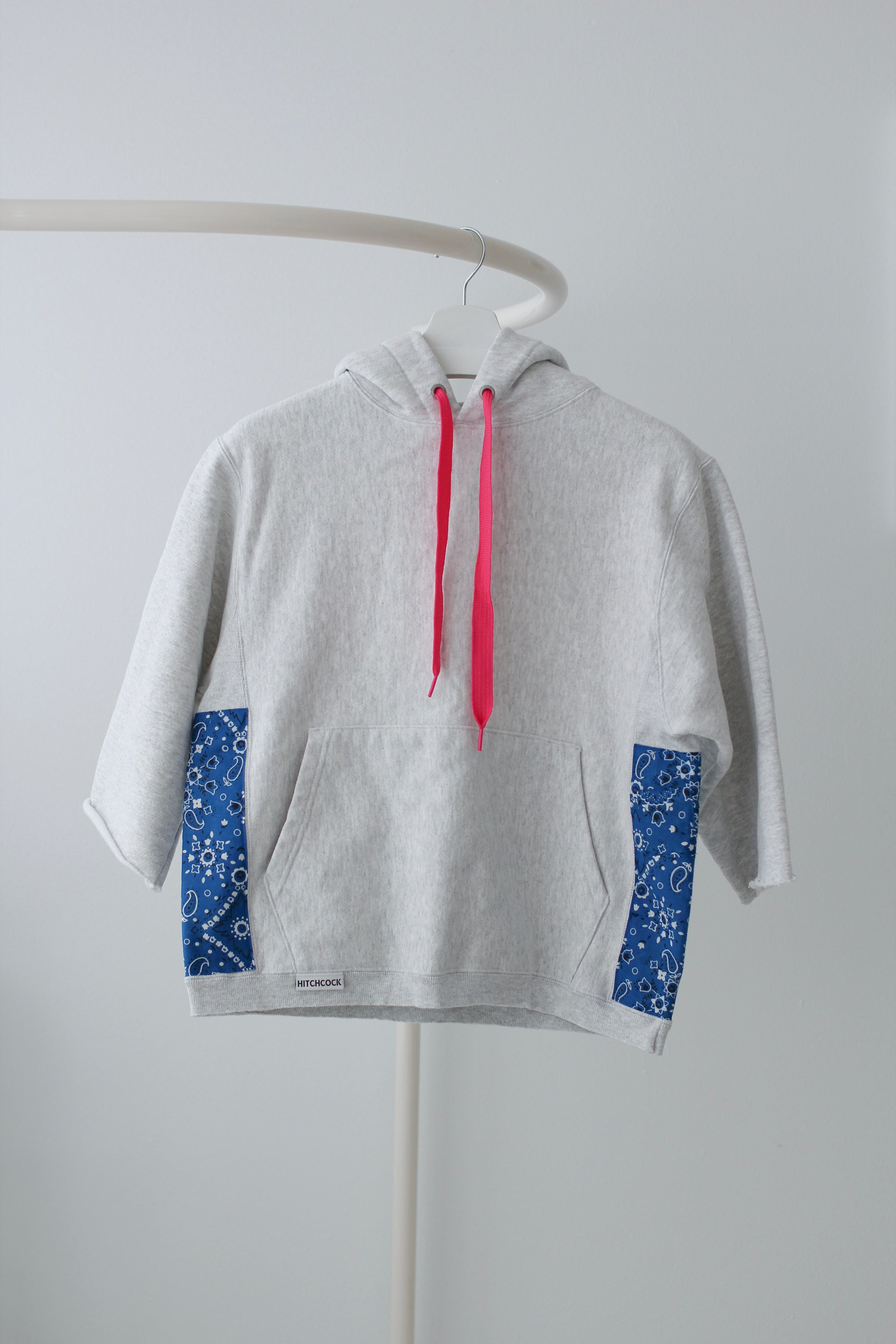 Small Heather Gray Hoodie with Blue Paisley