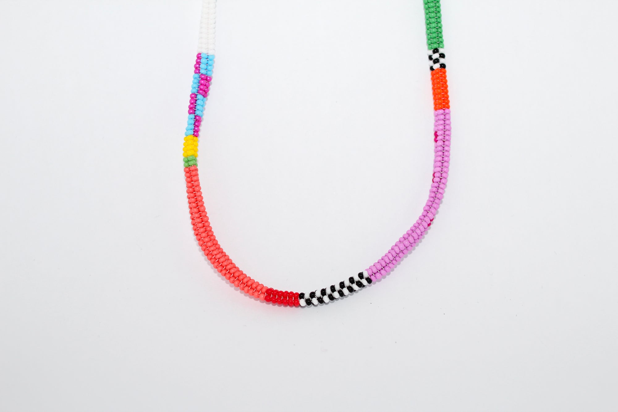 Orange & Magenta Beaded Necklace