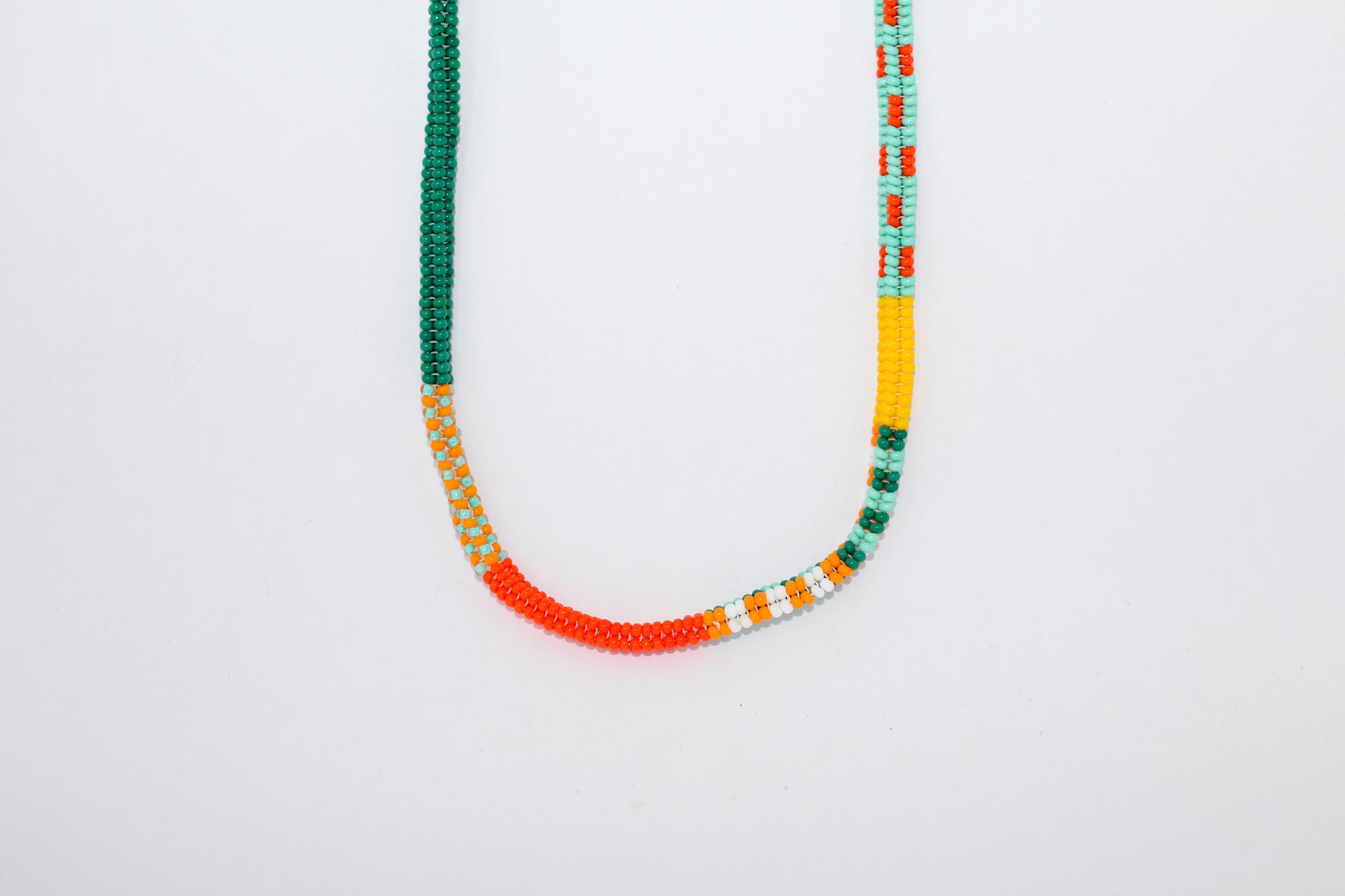 Orange & Green Beaded Necklace