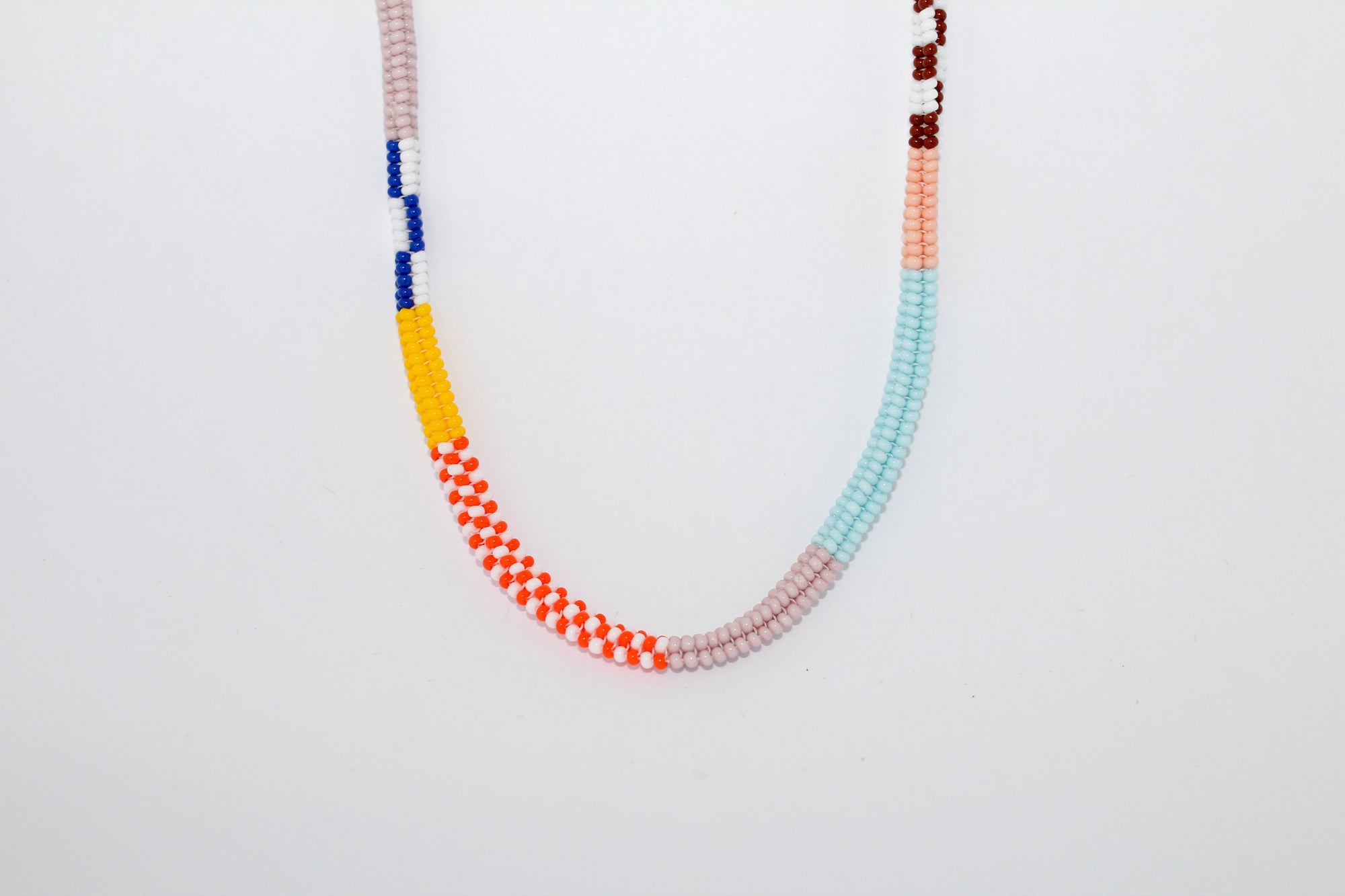 Orange Dots & Turquoise Beaded Necklace