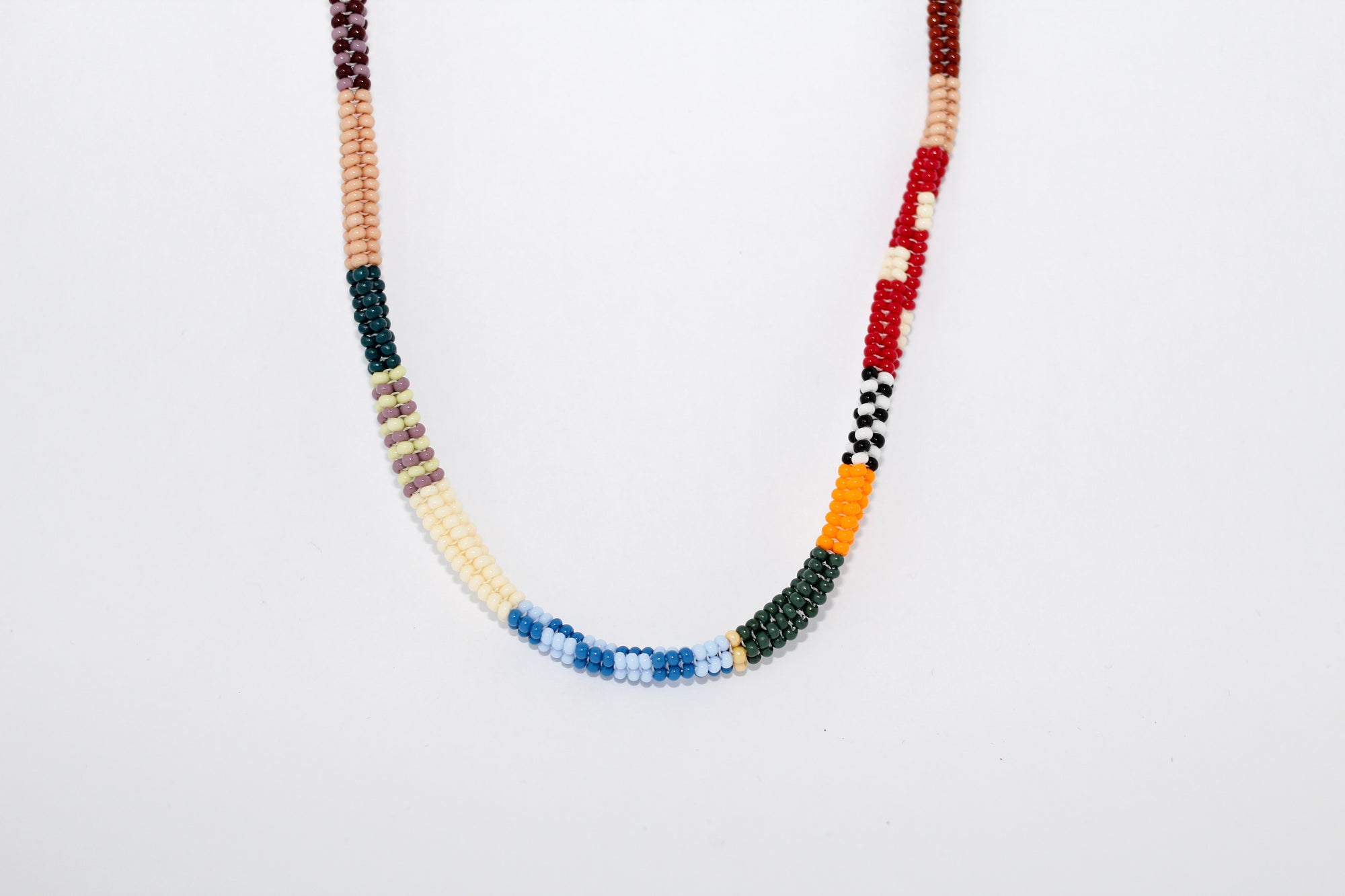Red Stripe Beaded Necklace