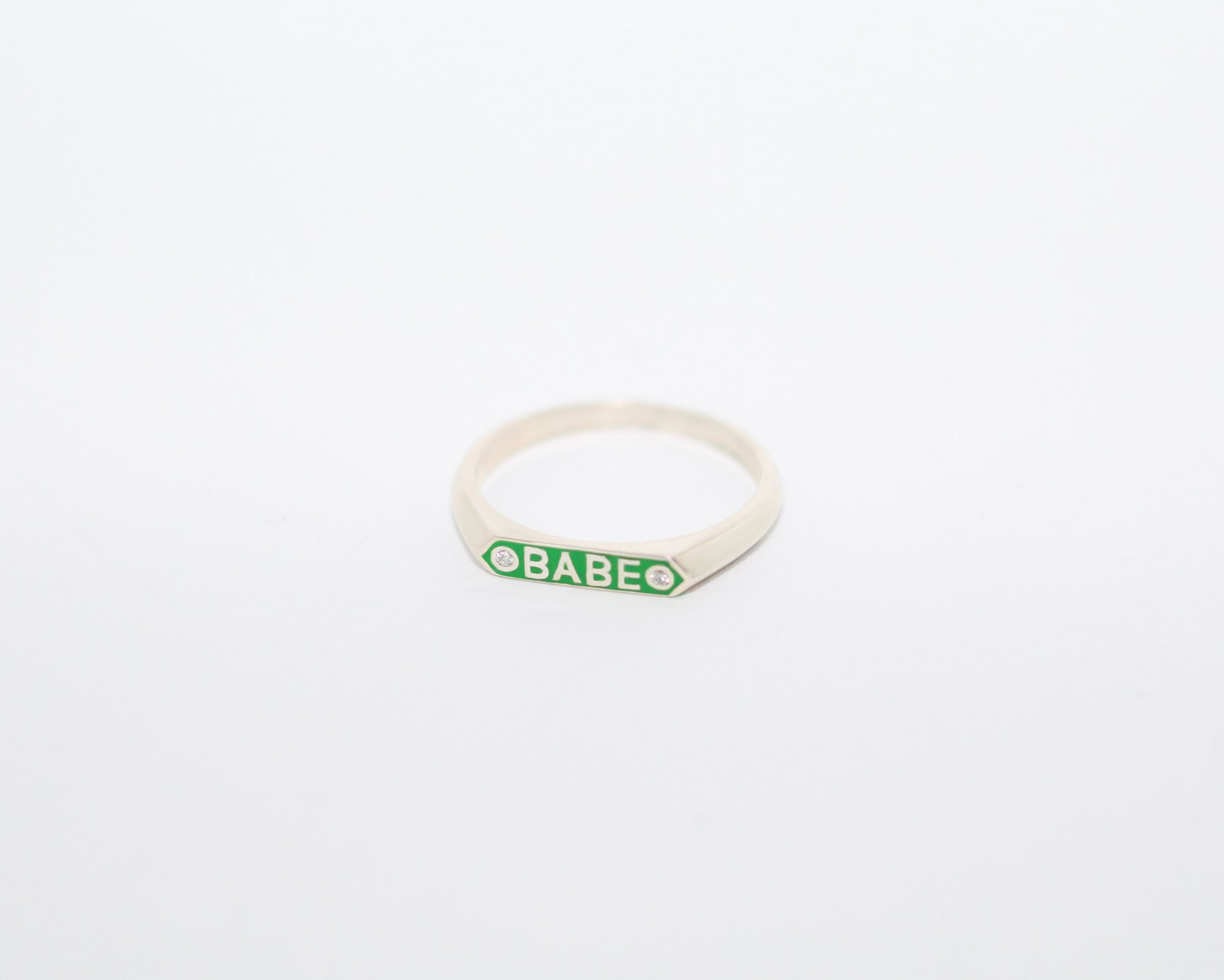 BABE Signet Ring in Emerald Size 6