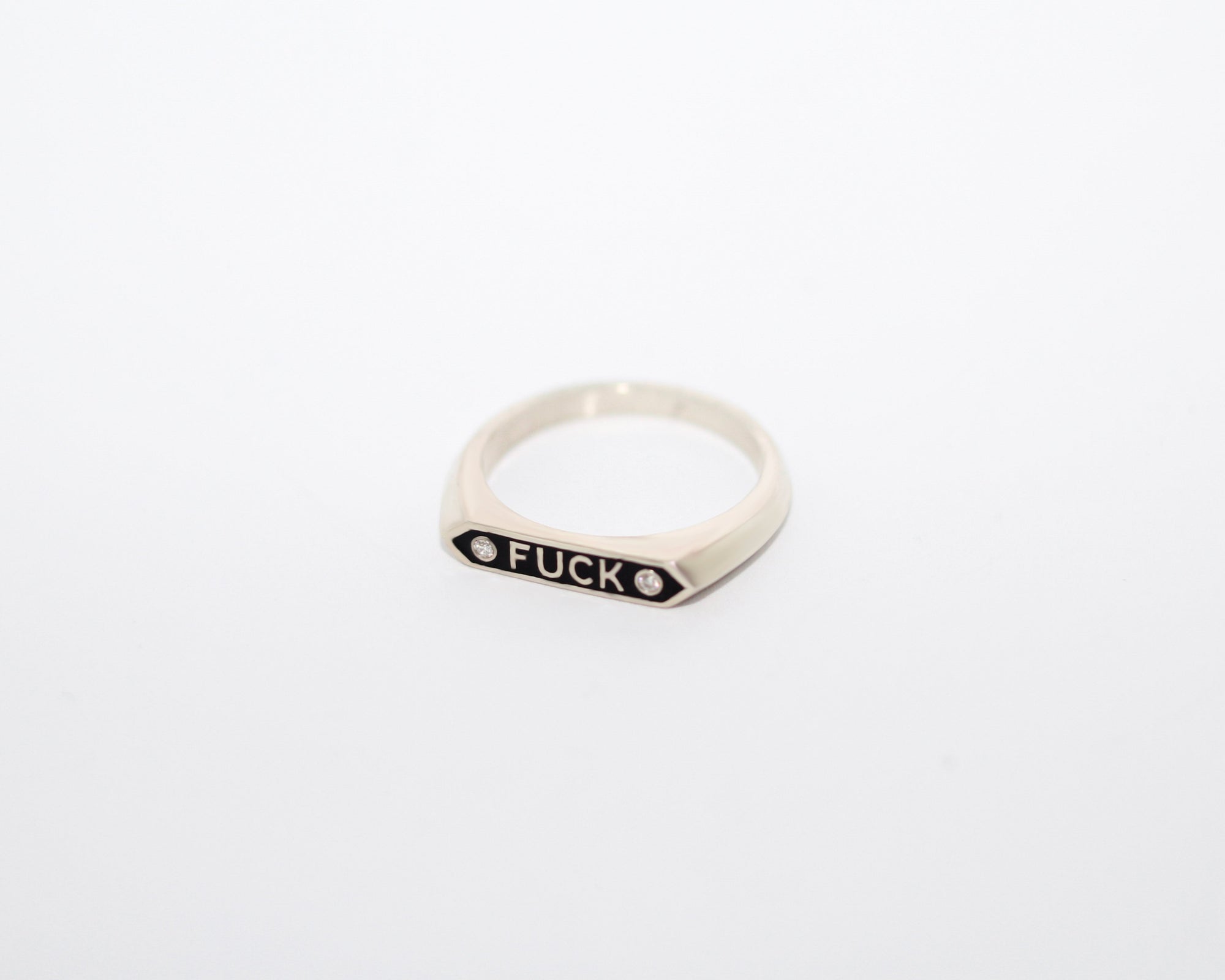 F*CK Signet Ring in Black Size 6