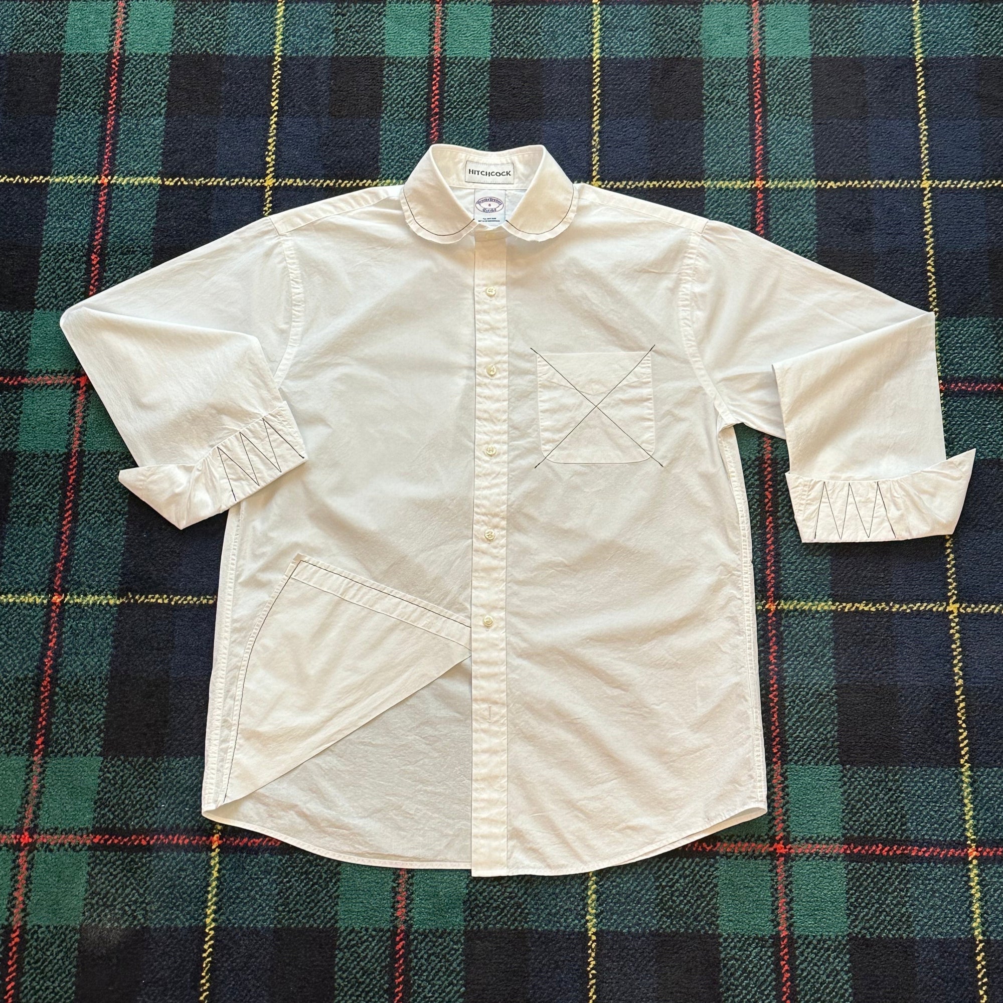 White Origami Contrast Stitch Shirt