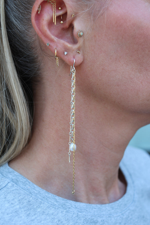 Asymmetrical Pearl Chain Earrings