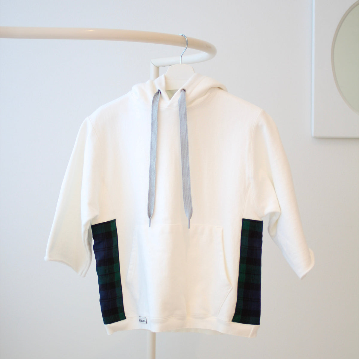 Small Seahawks White Hoodie with Blue Plaid