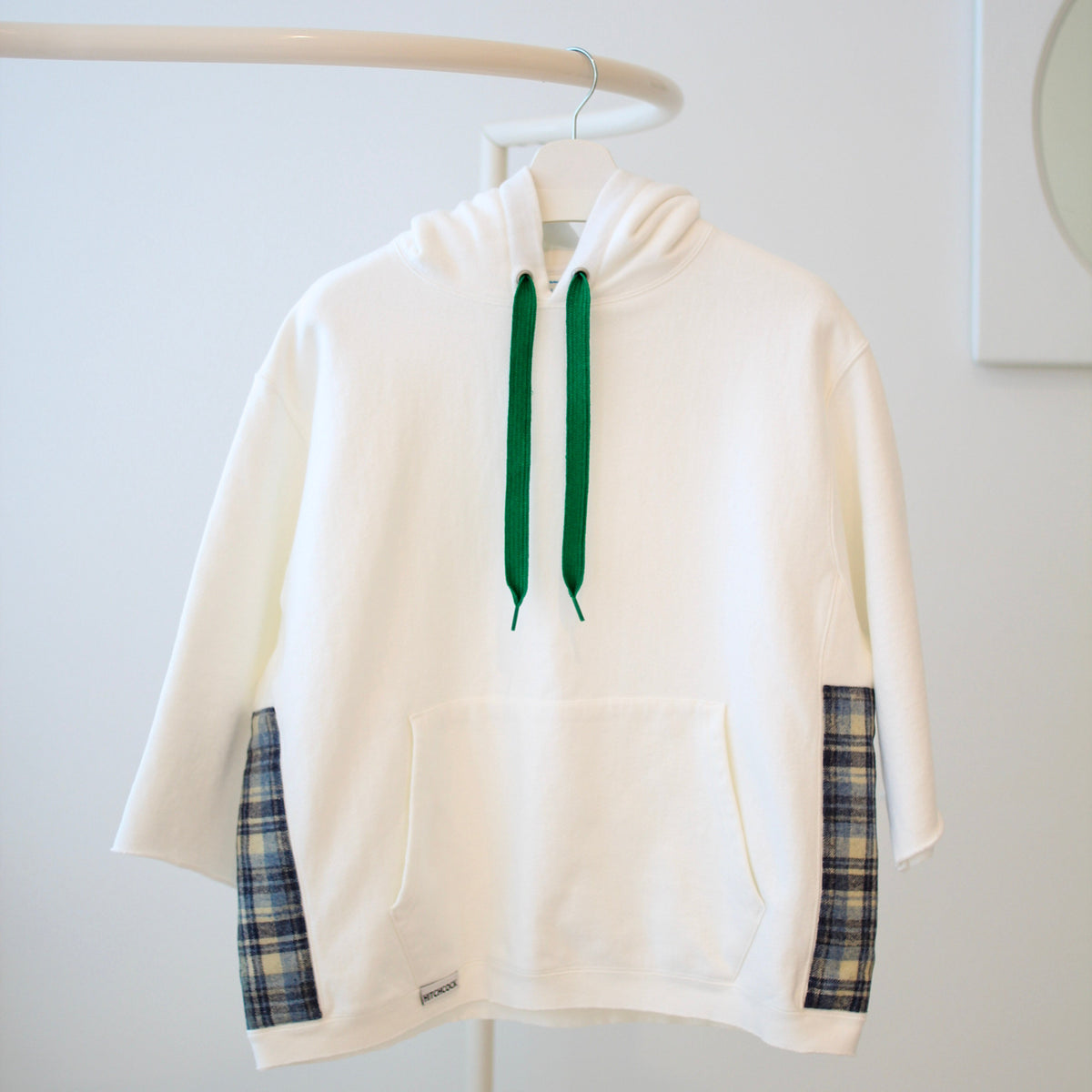 Large Seahawks White Hoodie with Gray Plaid