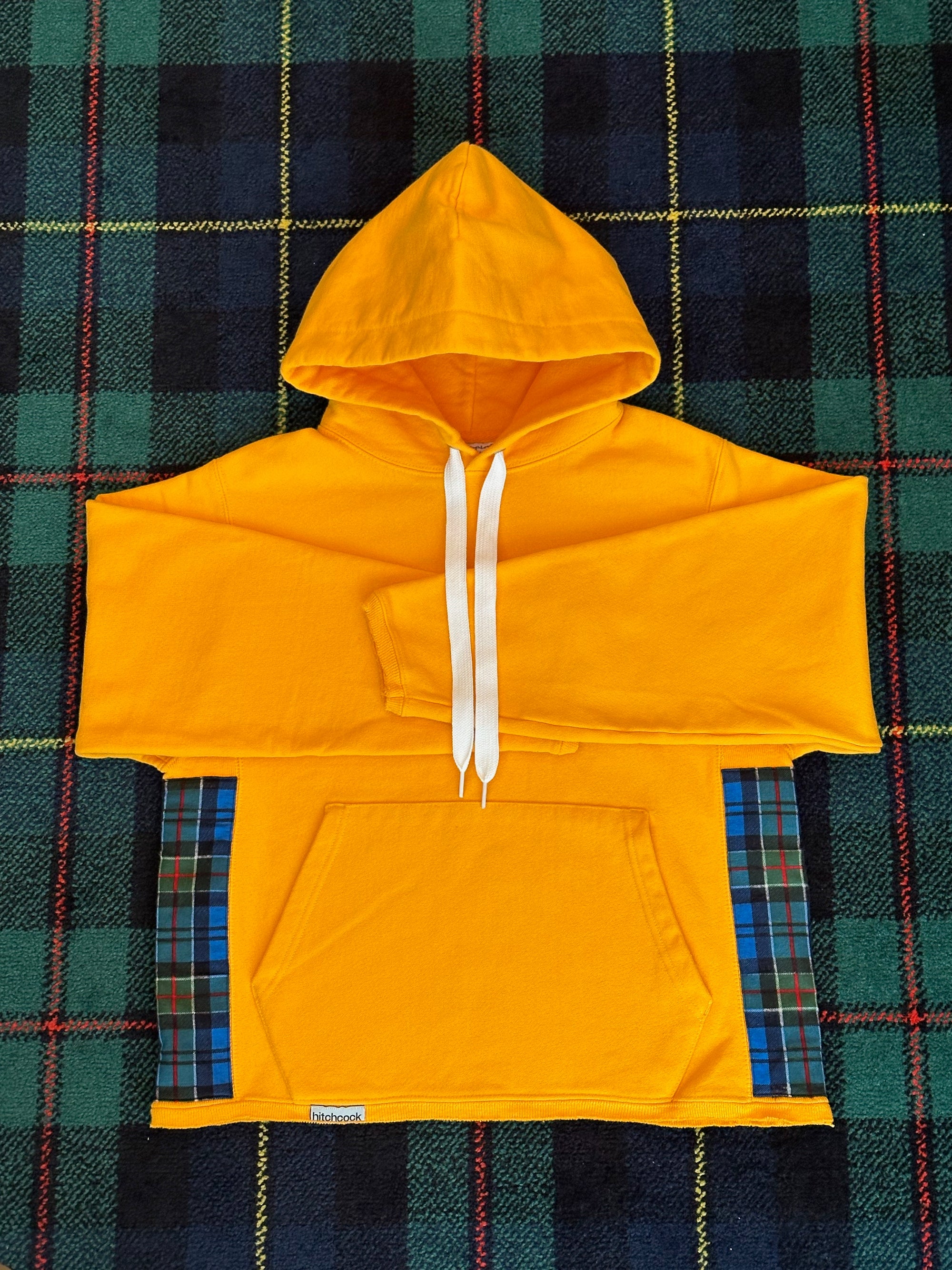 Small Gold Hoodie w/ Blue Plaid Fabric