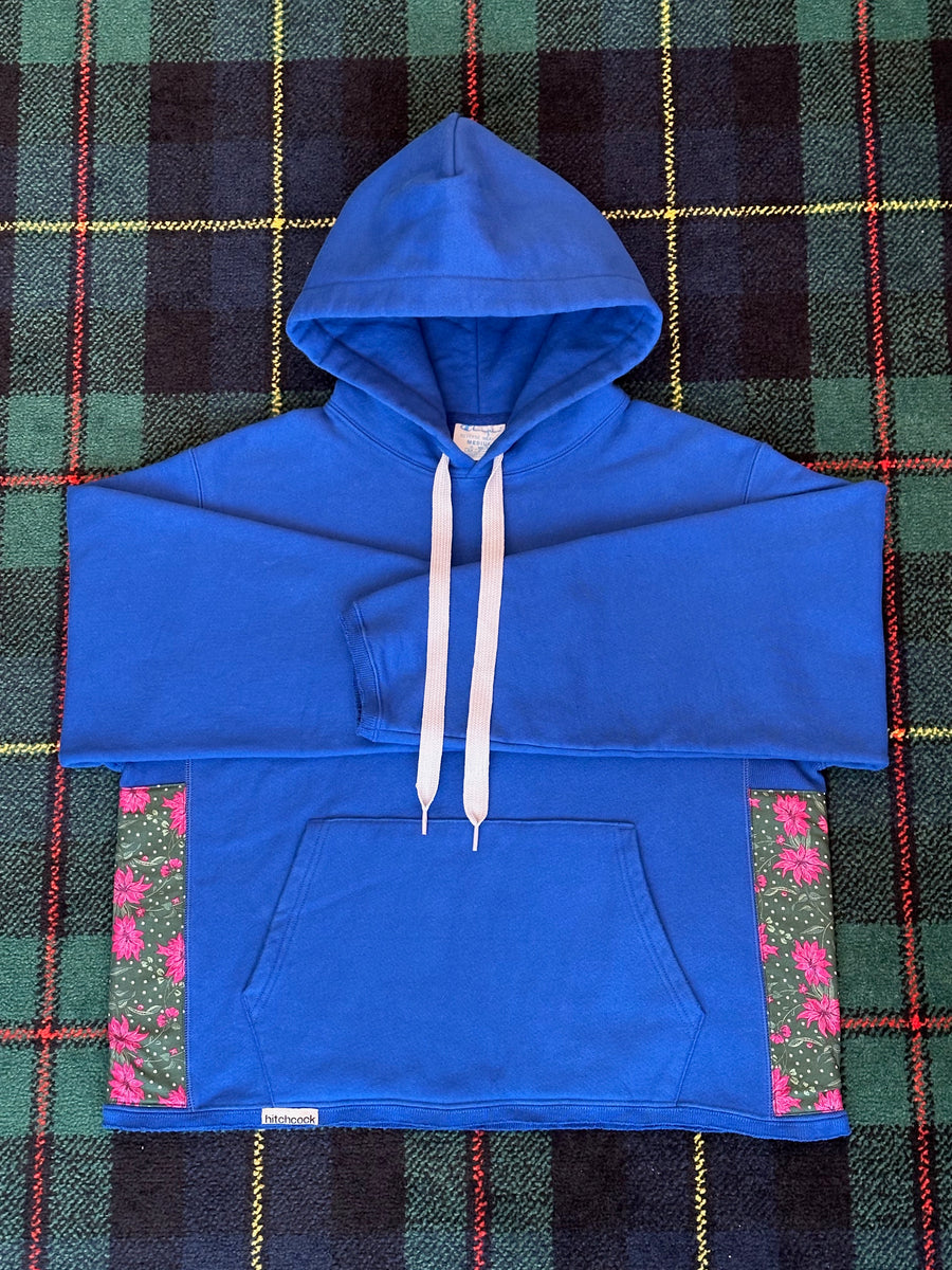 Medium Cobalt Hoodie w/ Pink & Green Liberty Floral Fabric