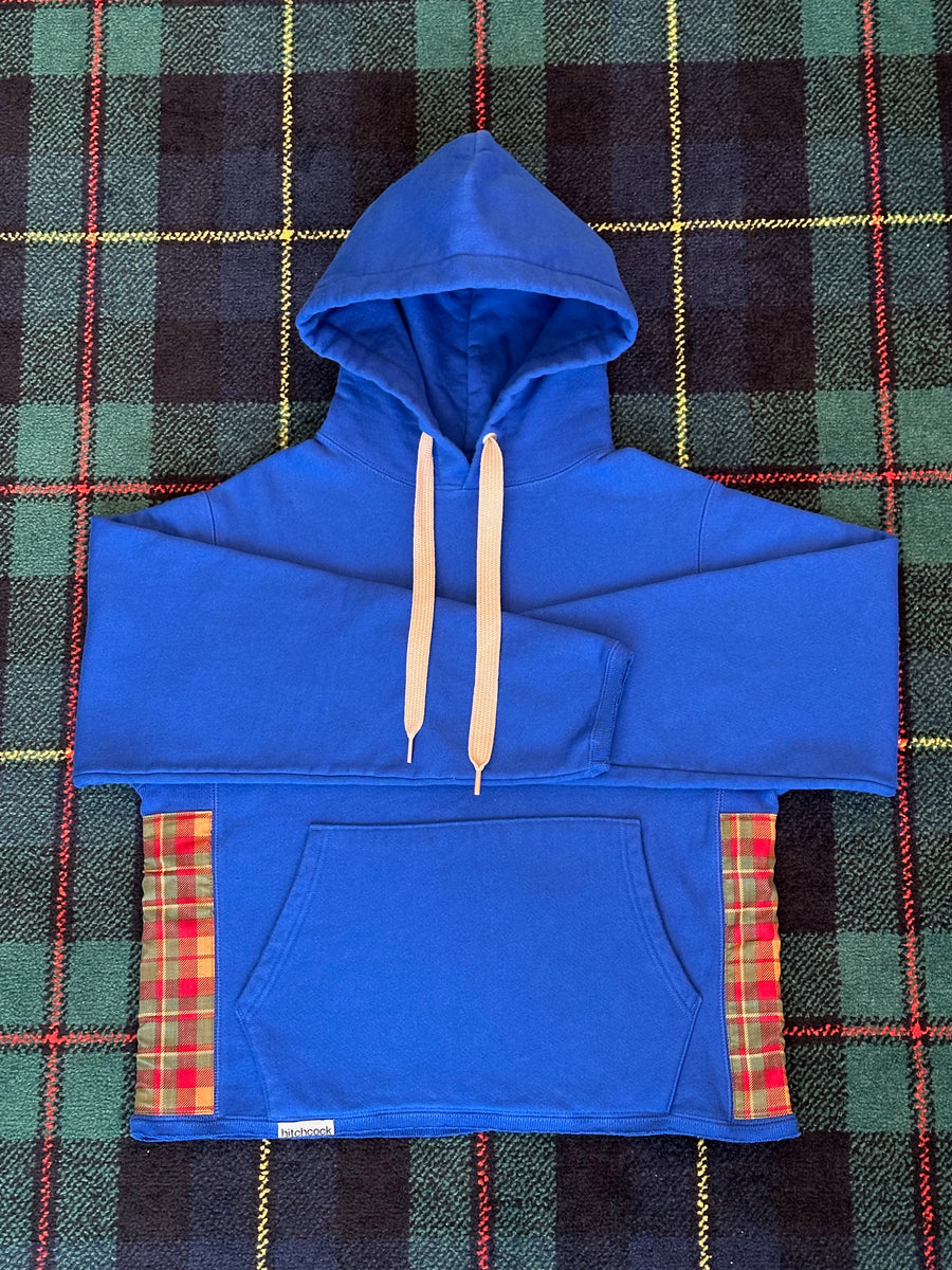 Small Cobalt Hoodie w/ Autumn Plaid Fabric