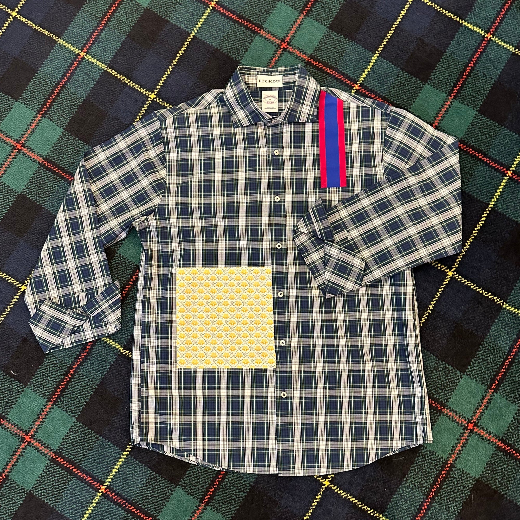 Medium Blue Plaid Patch Holiday Shirt