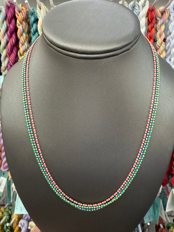 Enamel Thread Necklace 14K Gold